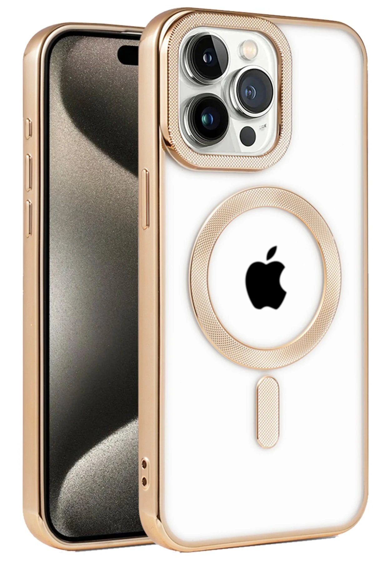 iPhone 14 Pro Max Kılıf Kronos Magsafe Kapak - Gold-(5796)