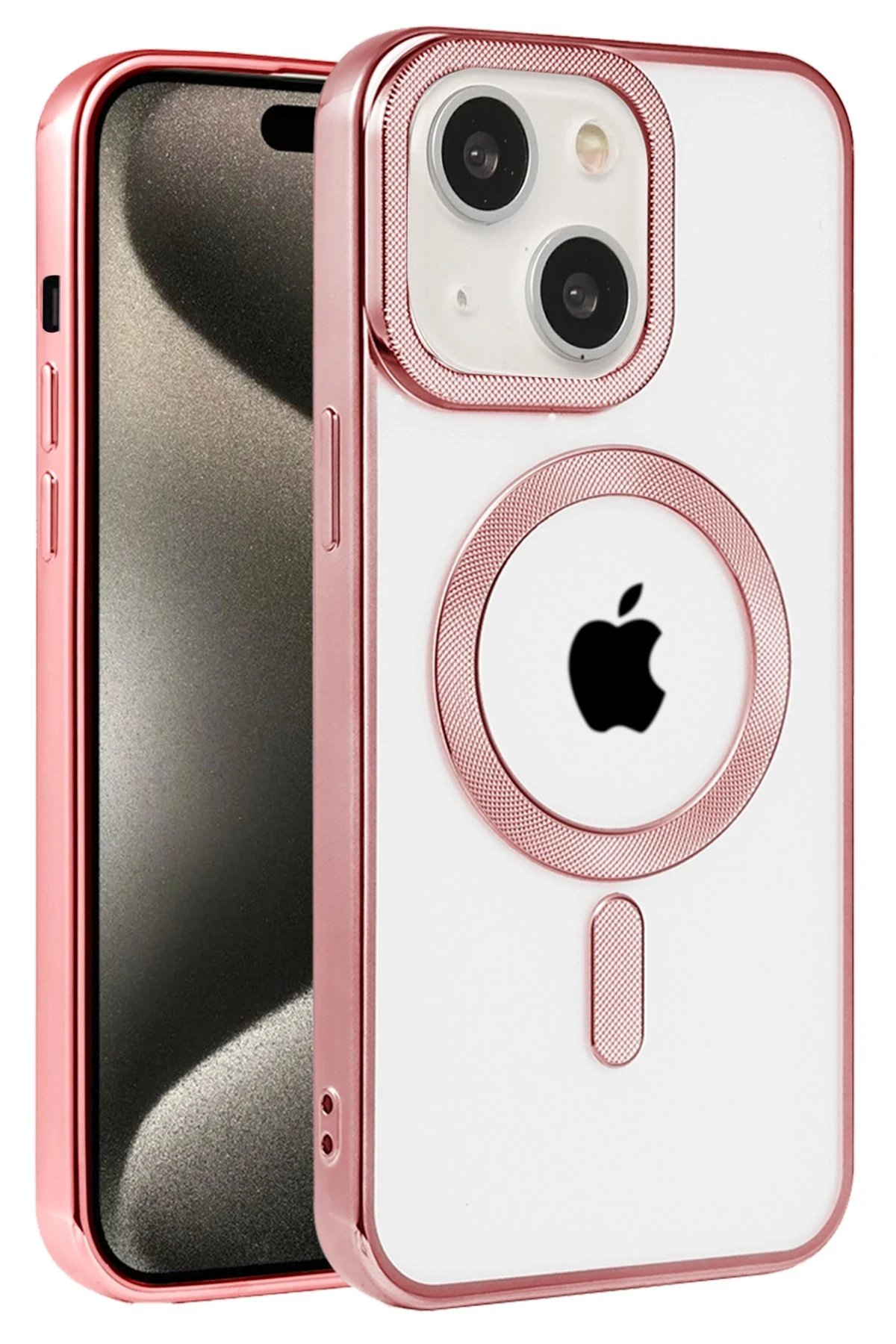 iPhone 15 Kılıf Kronos Magsafe Kapak - Rose Gold-(5796)