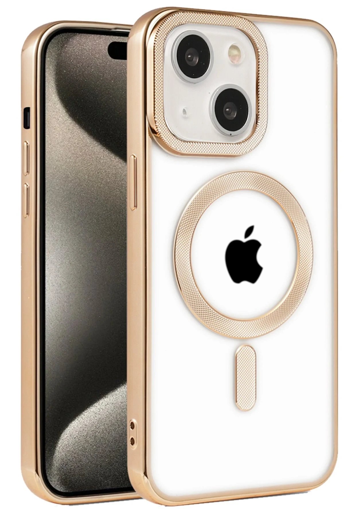 iPhone 15 Kılıf Kronos Magsafe Kapak - Gold-(5796)