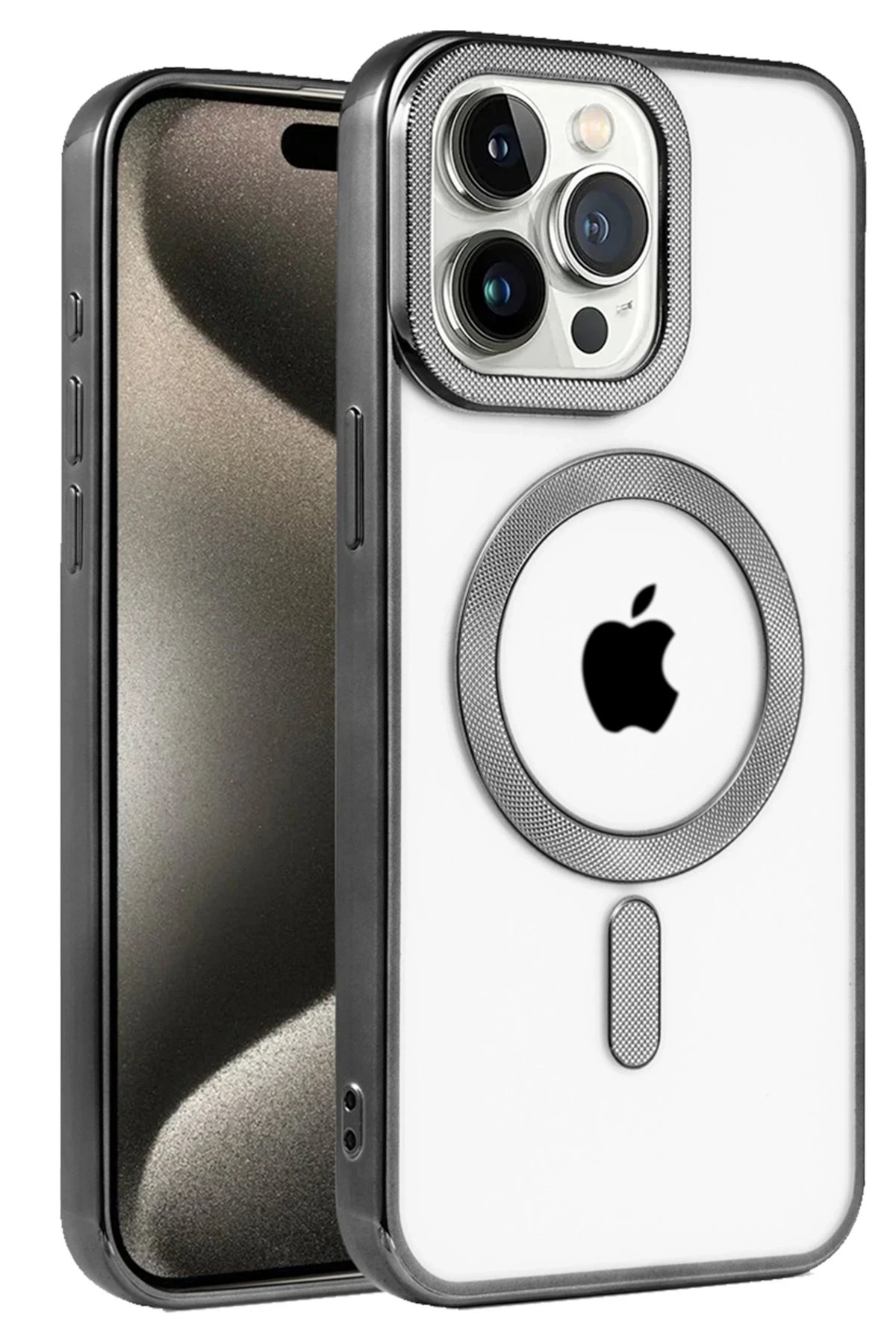 iPhone 15 Pro Kılıf Kronos Magsafe Kapak - Siyah-(5796)