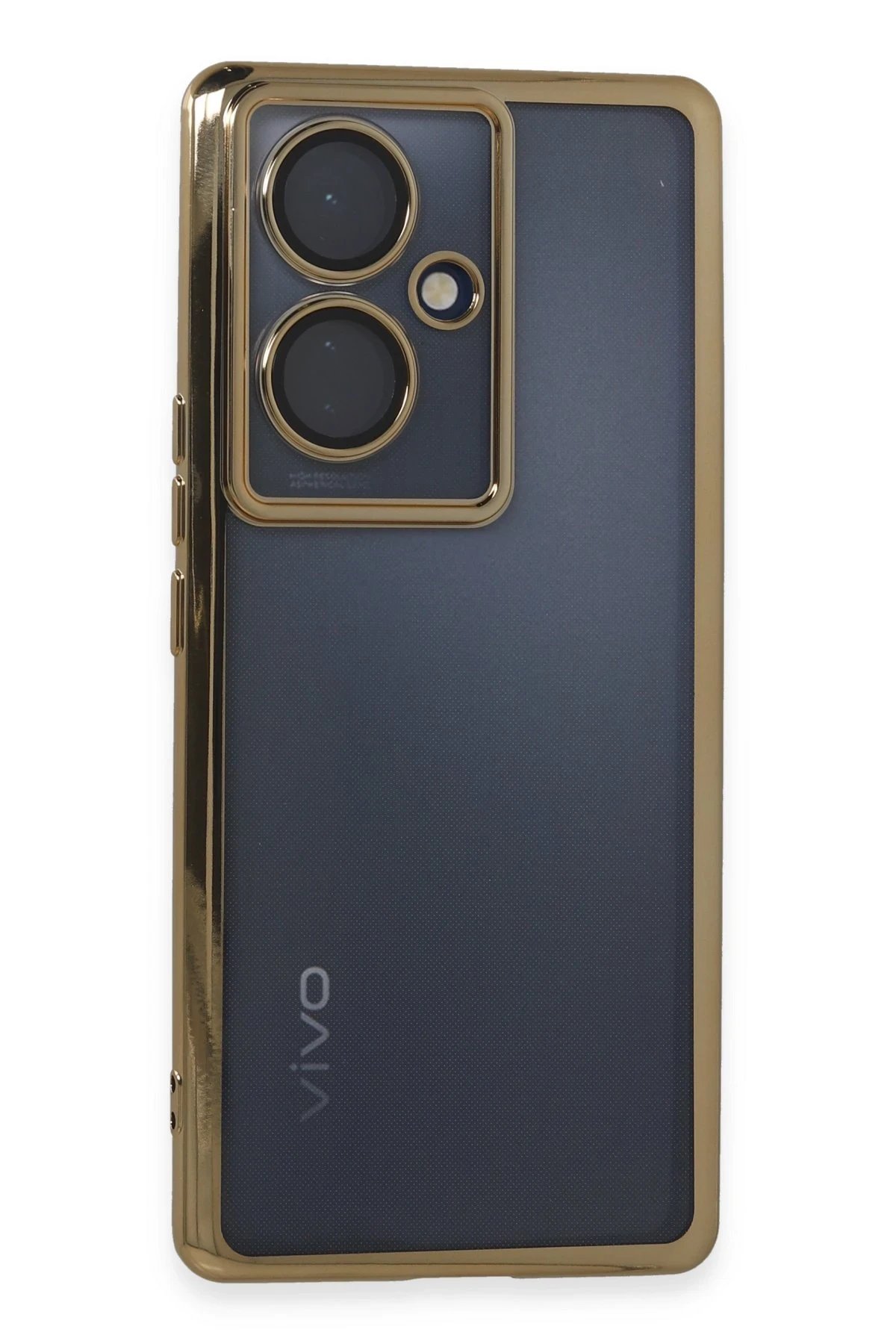 Vivo V29 Lite Kılıf Lensli Silikon - Gold-(5796)