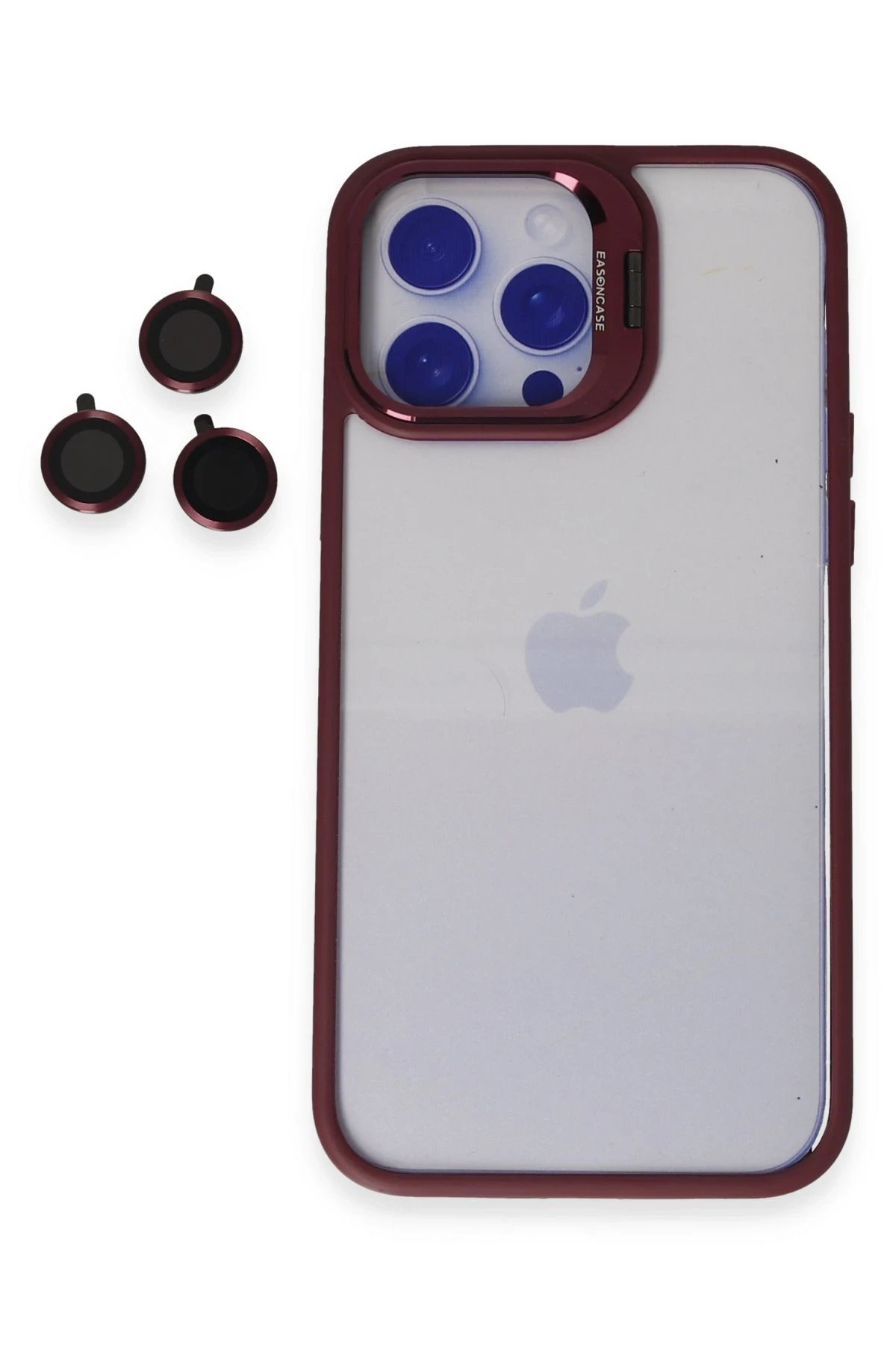 iPhone 13 Pro Max Kılıf Roblox Lens Standlı Kapak - Bordo-(5796)