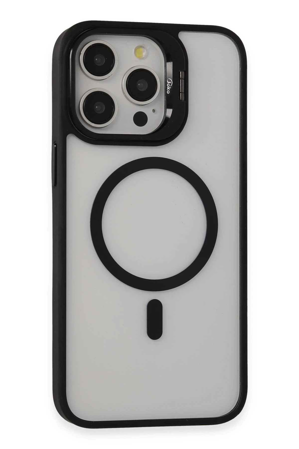iPhone 15 Pro Kılıf Roblox Lens Magsafe Standlı Kapak - Siyah-(5796)