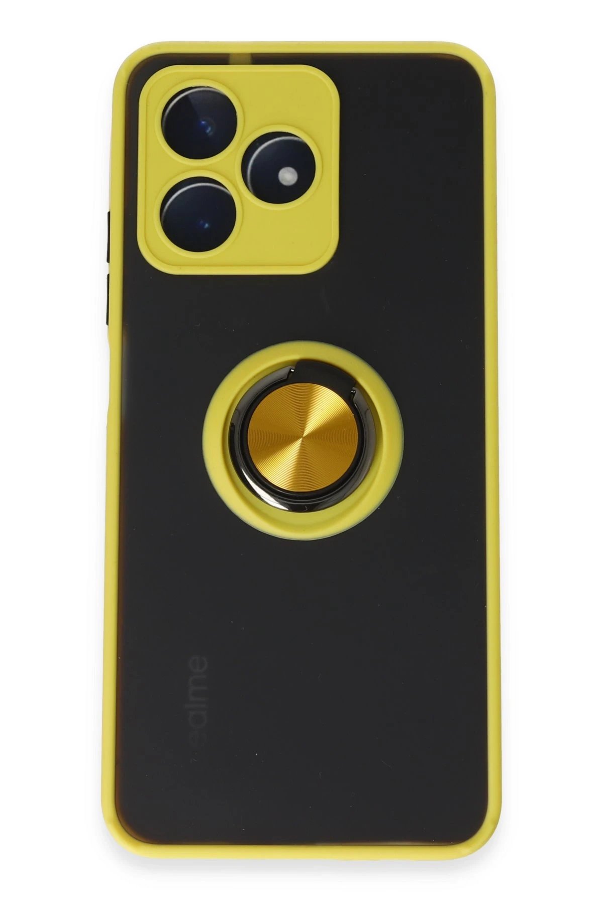 Realme C53 Kılıf Montreal Yüzüklü Silikon Kapak - Sarı-(5796)