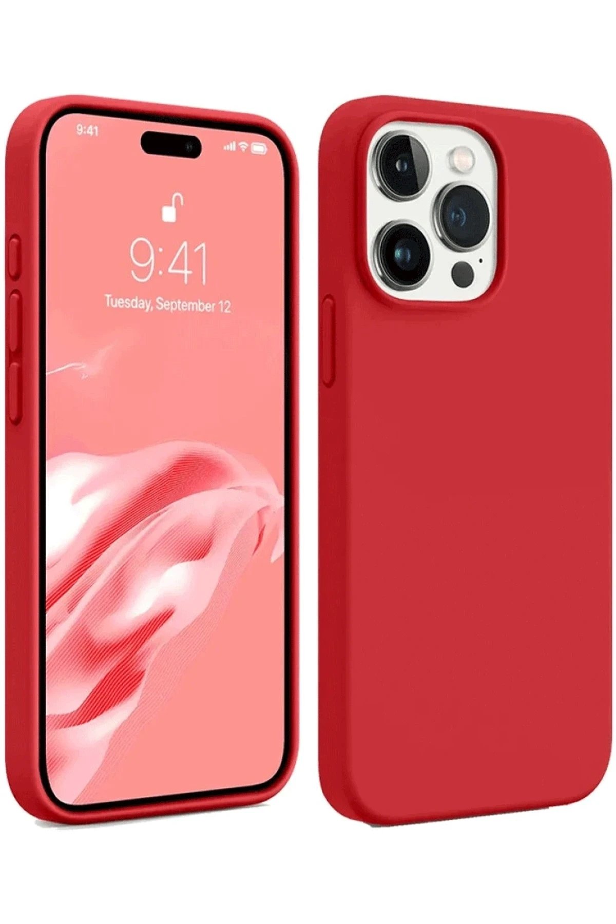 iPhone 15 Pro Kılıf First Silikon - Kırmızı-(5796)