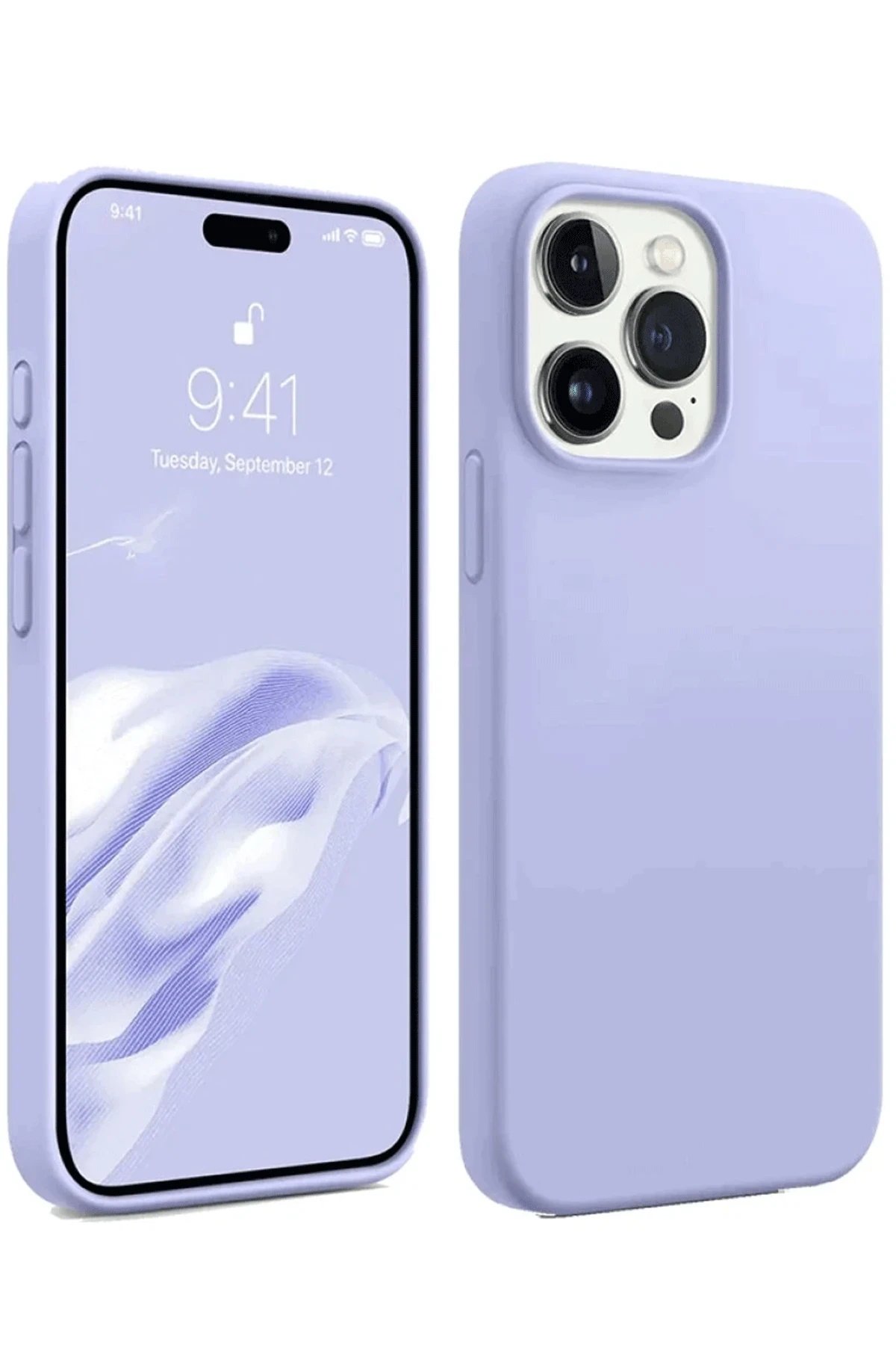 iPhone 15 Pro Max Kılıf First Silikon - Lila-(5796)