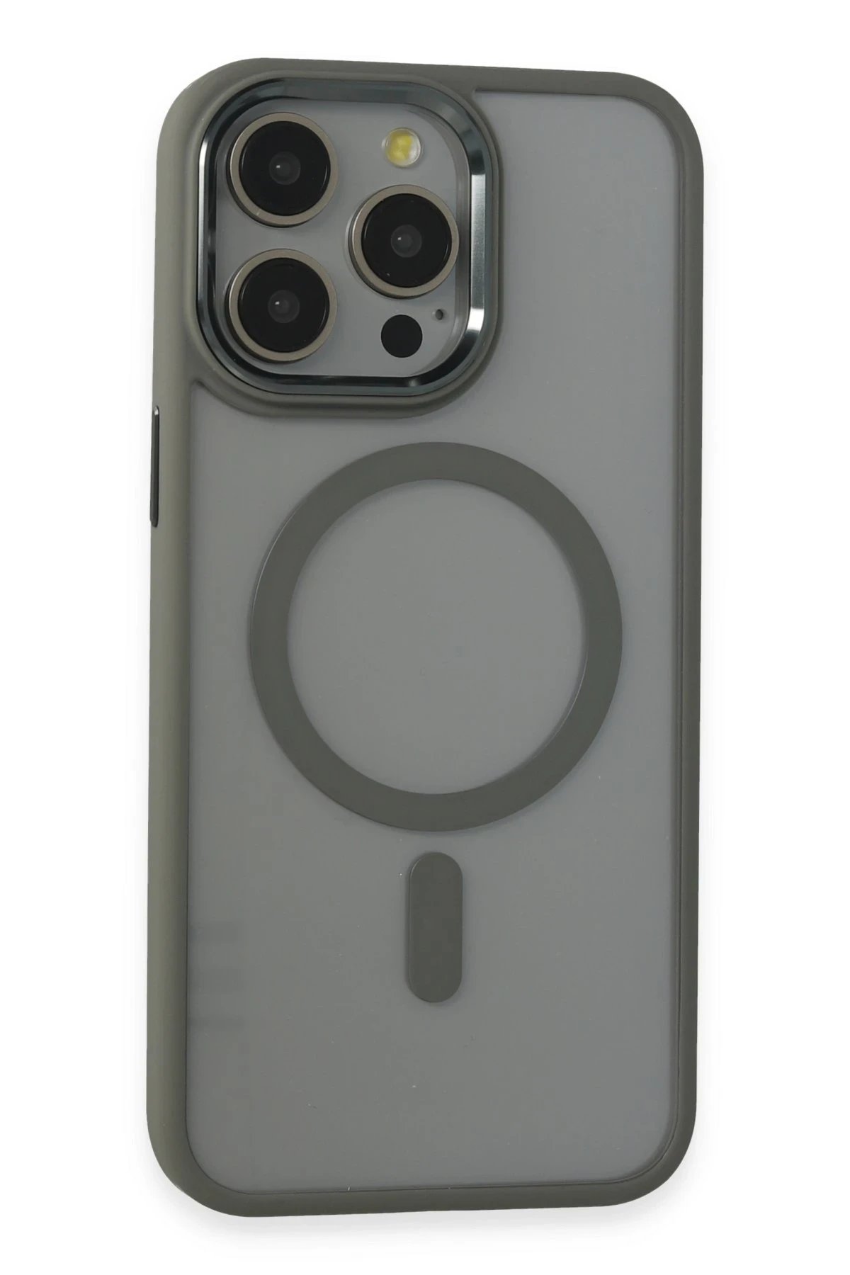 iPhone 15 Pro Max Kılıf Room Magneticsafe Silikon - Gri-(5796)