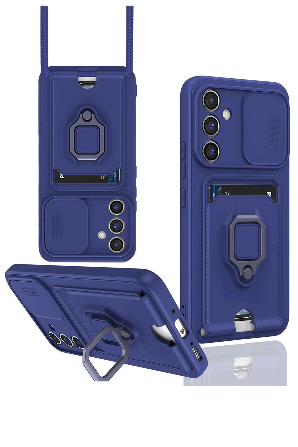 Samsung Galaxy A05S Kılıf Zuma Kartvizitli Yüzüklü Silikon - Lacivert-(5796)