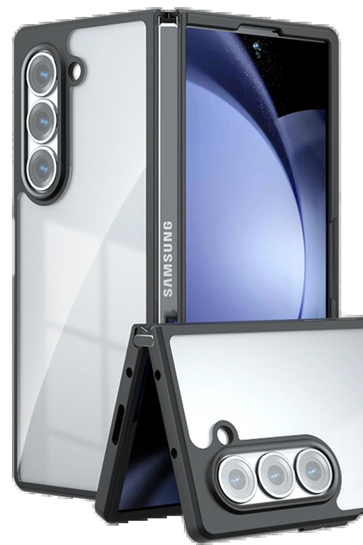 Samsung Galaxy Z Fold 5 Kılıf Blur Fold Kapak - Siyah-(5796)