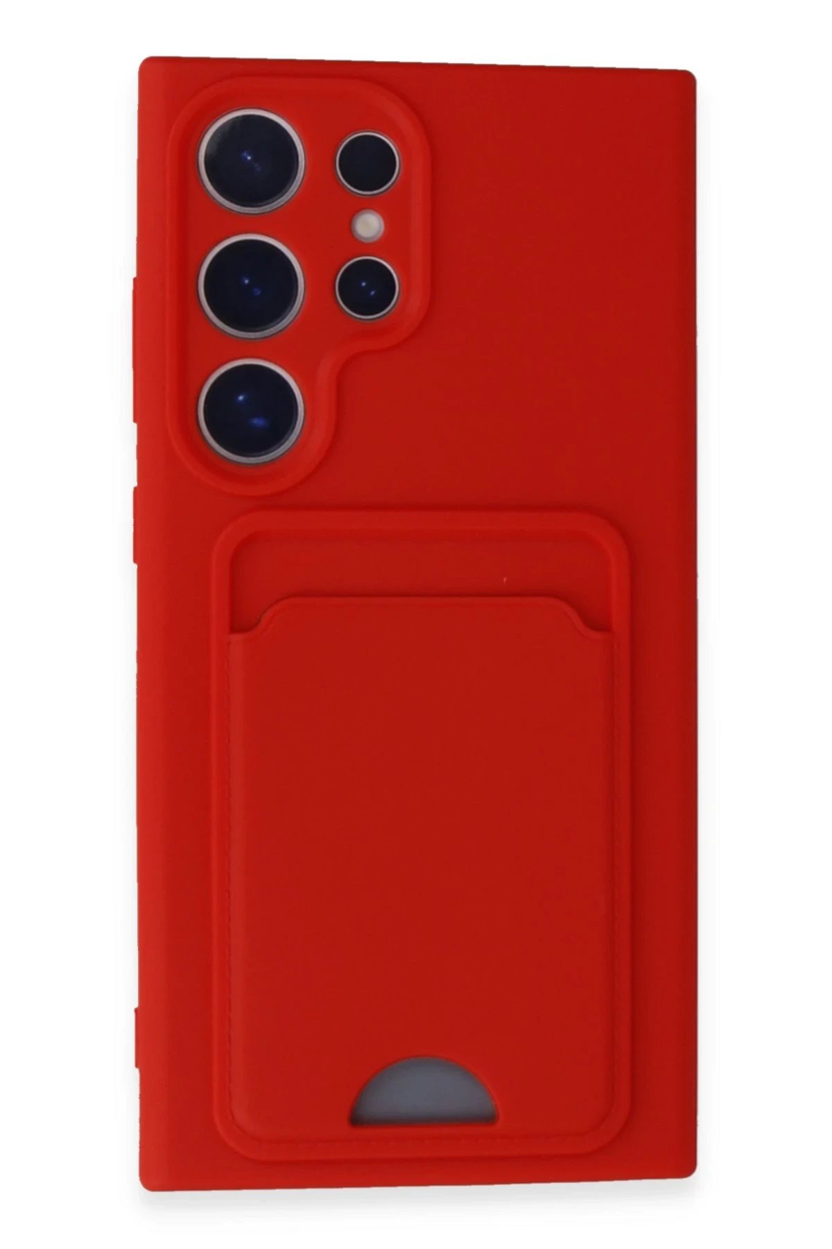 Samsung Galaxy S24 Ultra Kılıf Kelvin Kartvizitli Silikon - Kırmızı-(5796)