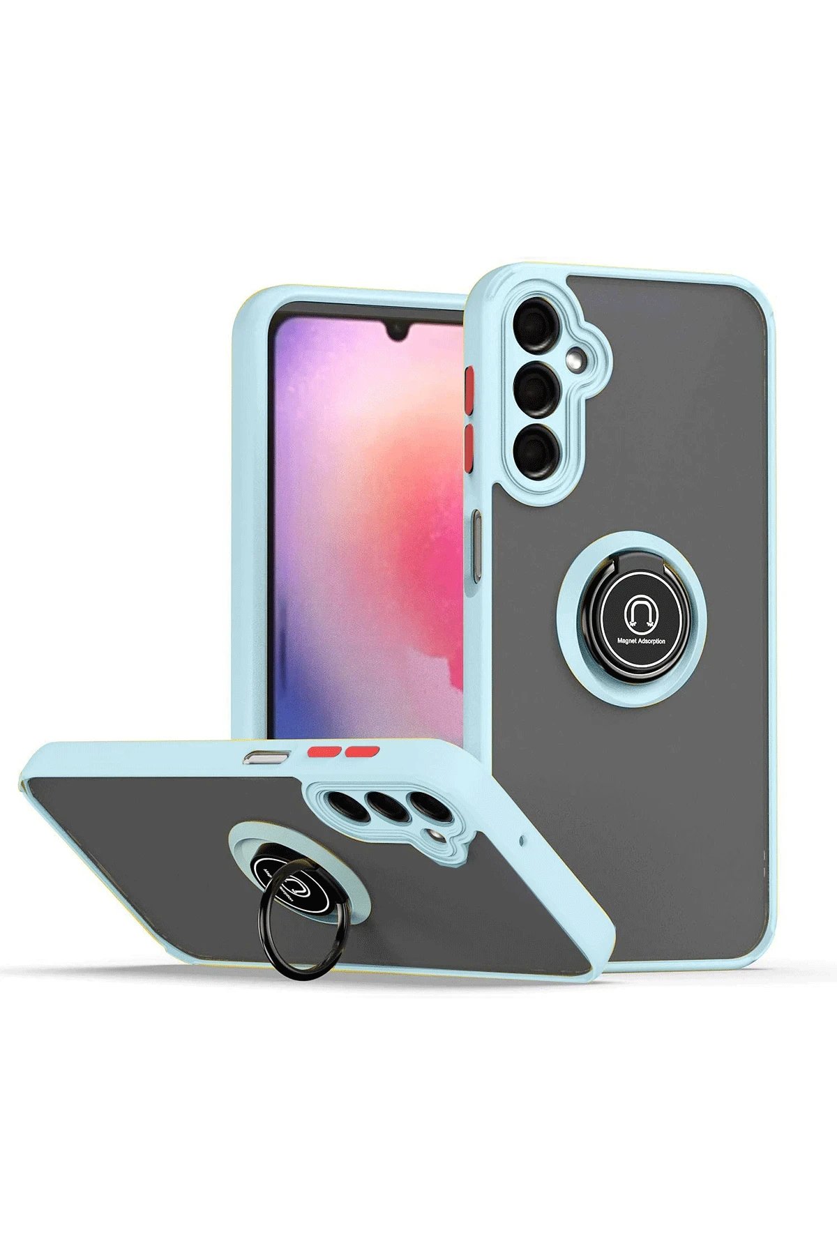 Samsung Galaxy A05S Kılıf Montreal Yüzüklü Silikon Kapak - Buz Mavi-(5796)