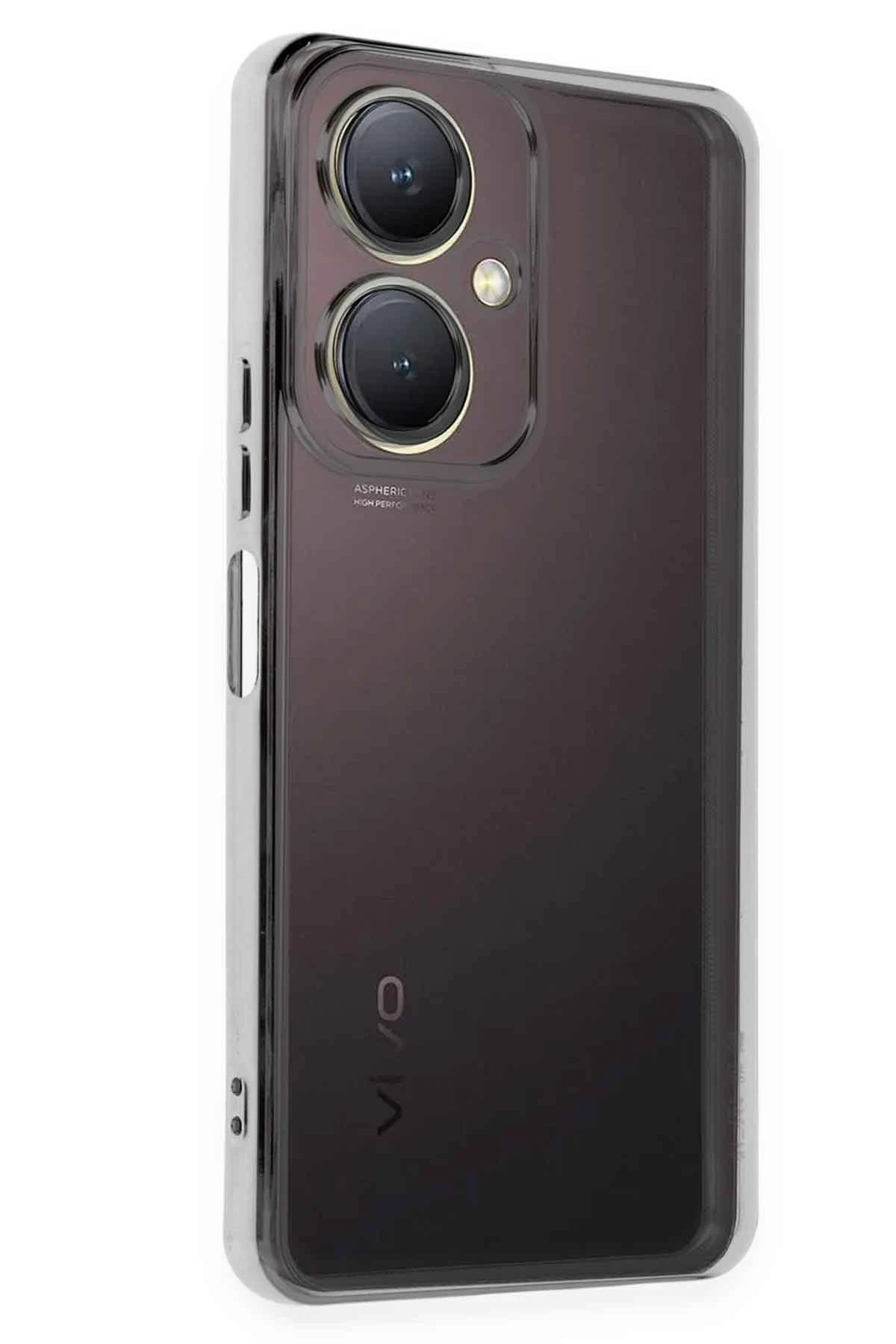 Vivo Y27 Kılıf Lensli Silikon - Gümüş-(5796)