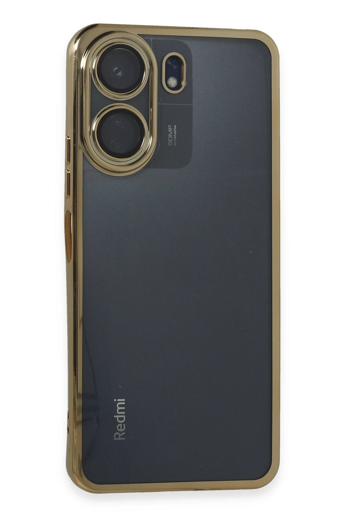 Xiaomi Redmi 13C Kılıf Lensli Silikon - Gold-(5796)