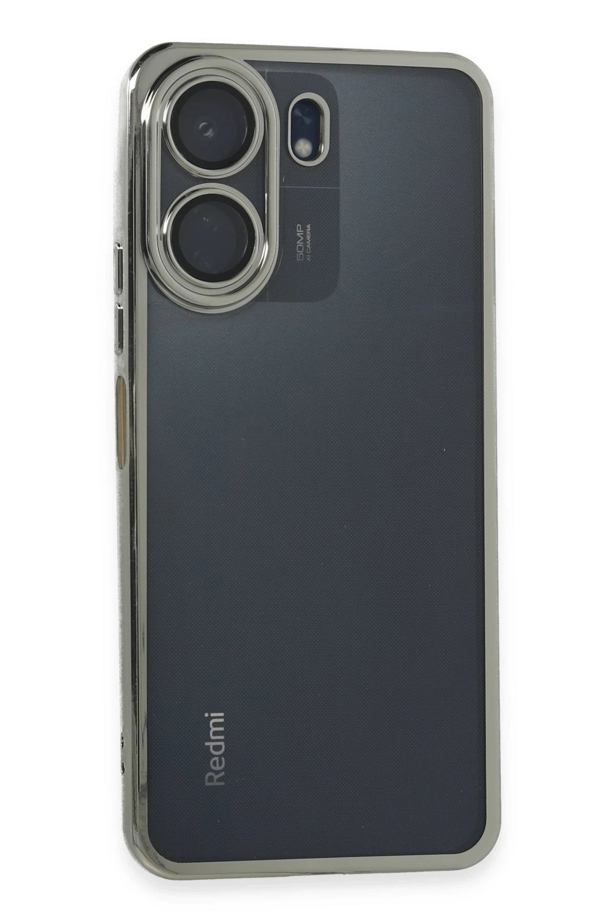 Xiaomi Redmi 13C Kılıf Lensli Silikon - Gümüş-(5796)