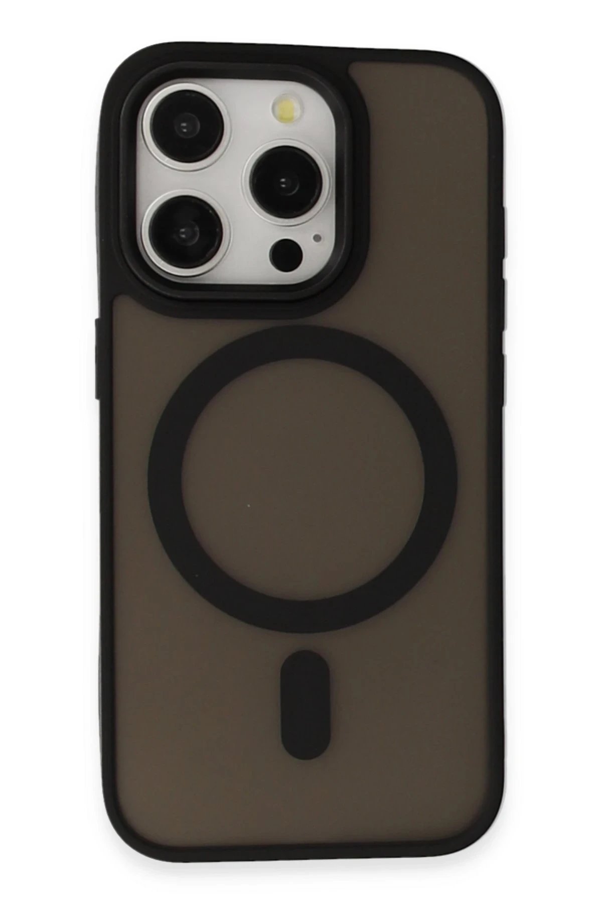 iPhone 15 Pro Max Kılıf Oslo Magsafe Kapak - Siyah-(5796)