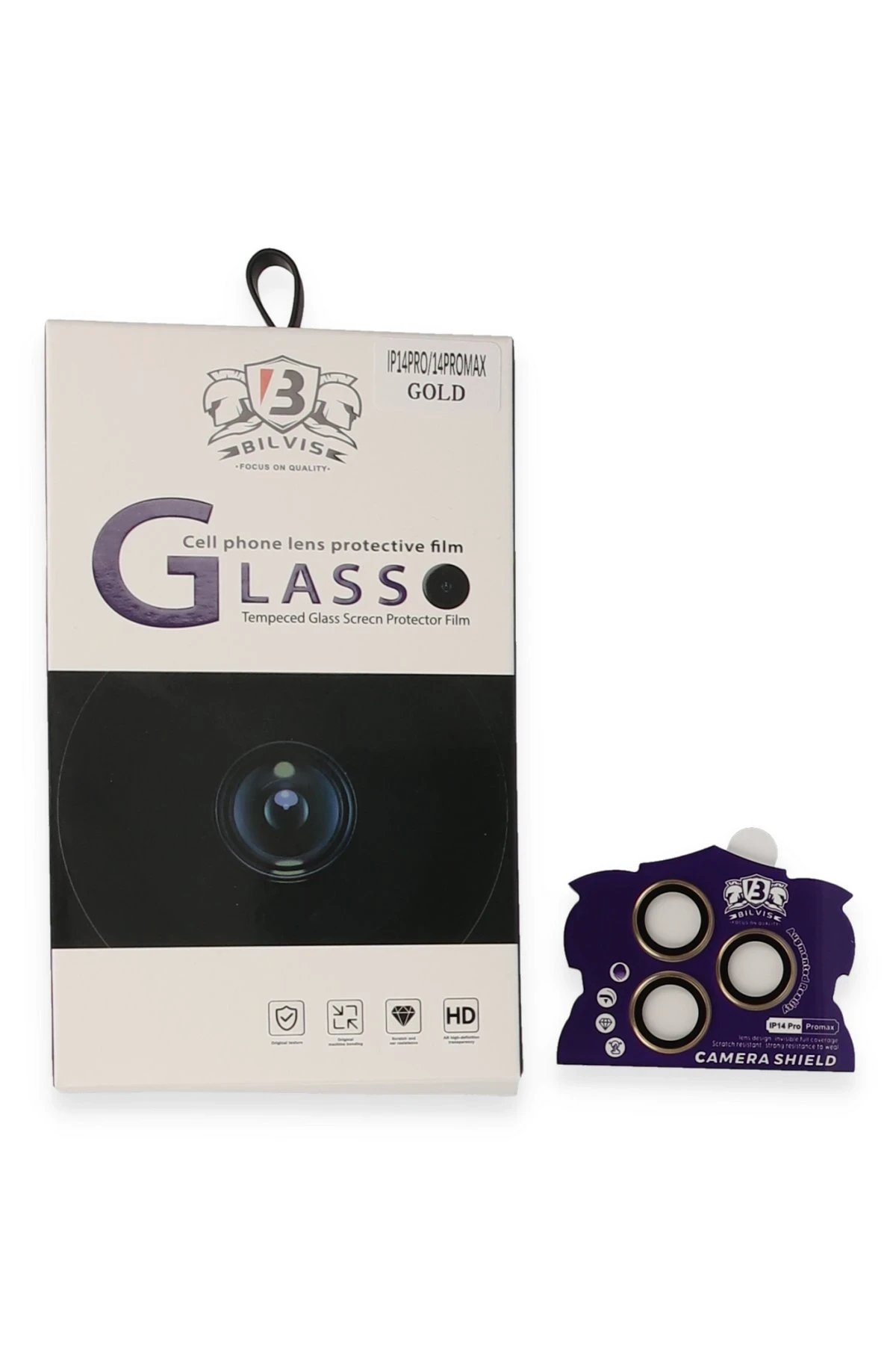 iPhone 14 Pro Max Bilvis Titan Kamera Lens - Gold-(5796)