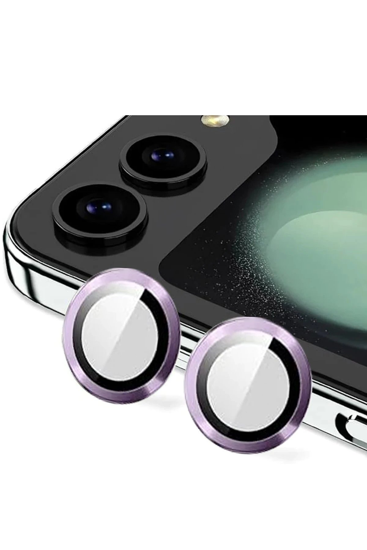 Samsung Galaxy Z Flip 5 Valdez Metal Kamera Lens - Derin Mor-(5796)