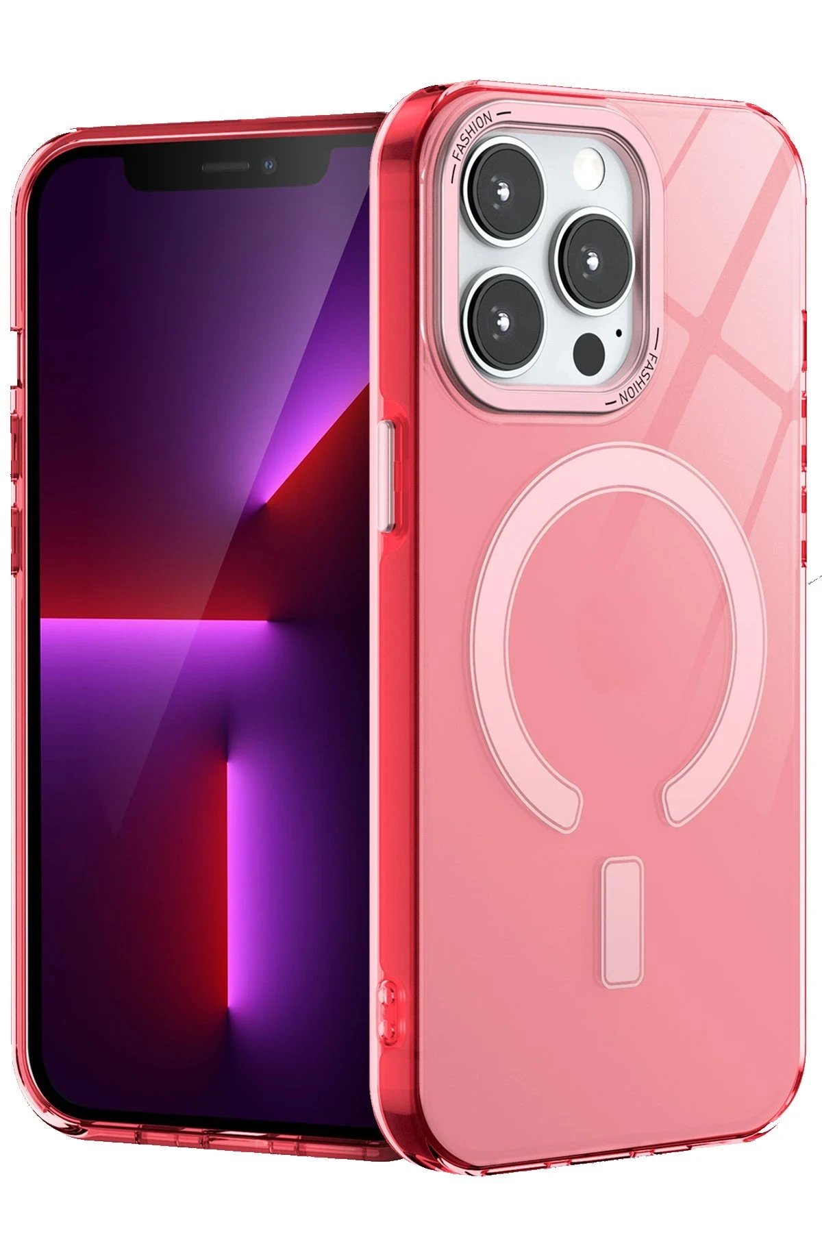 iPhone 15 Pro Max Kılıf Troy Magsafe Kapak - Pembe-(5796)