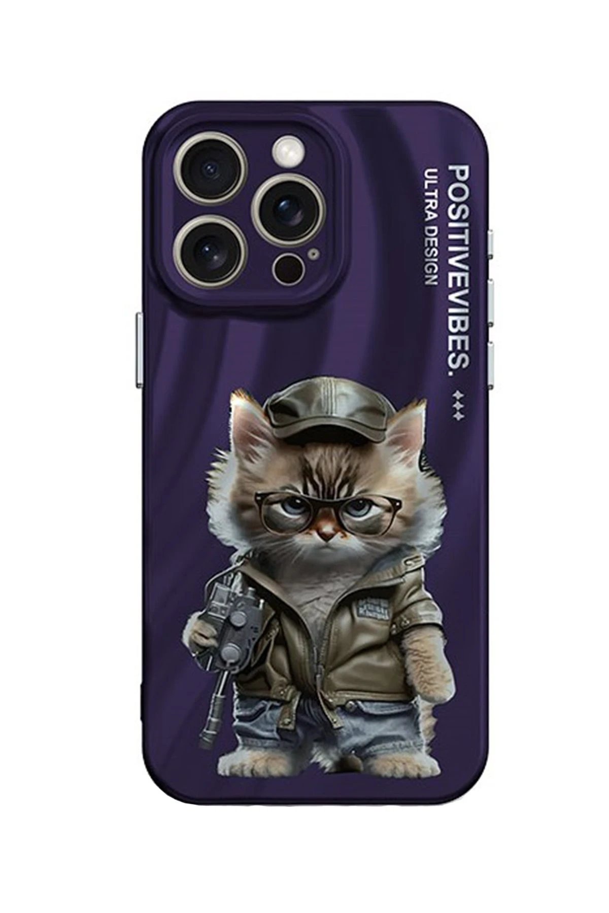 iPhone 14 Pro Kılıf Crew Desenli Kapak - Kedi - 2-(5796)