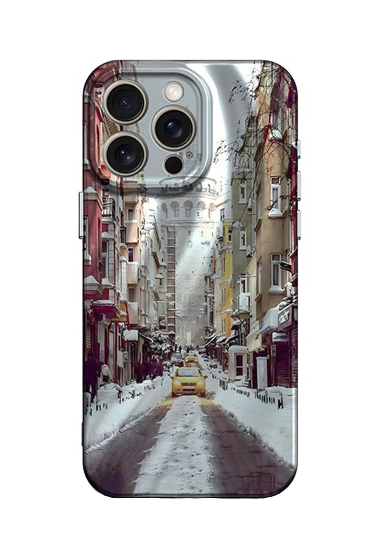 iPhone 14 Pro Max Kılıf Crew Desenli Kapak - Galata Kulesi-(5796)