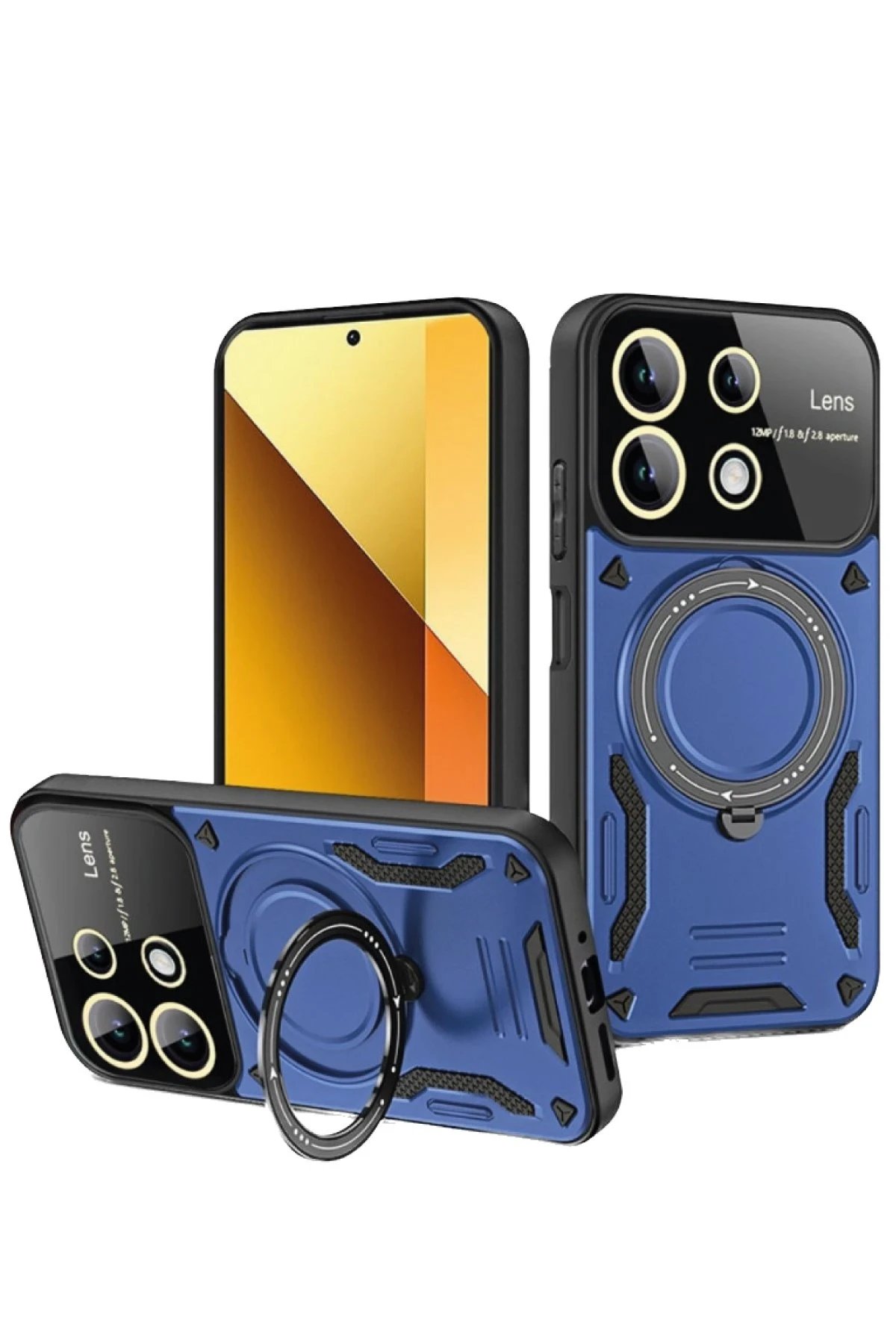 Xiaomi Redmi Note 13 4G Kılıf Joy Lens Standlı Kapak - Lacivert-(5796)