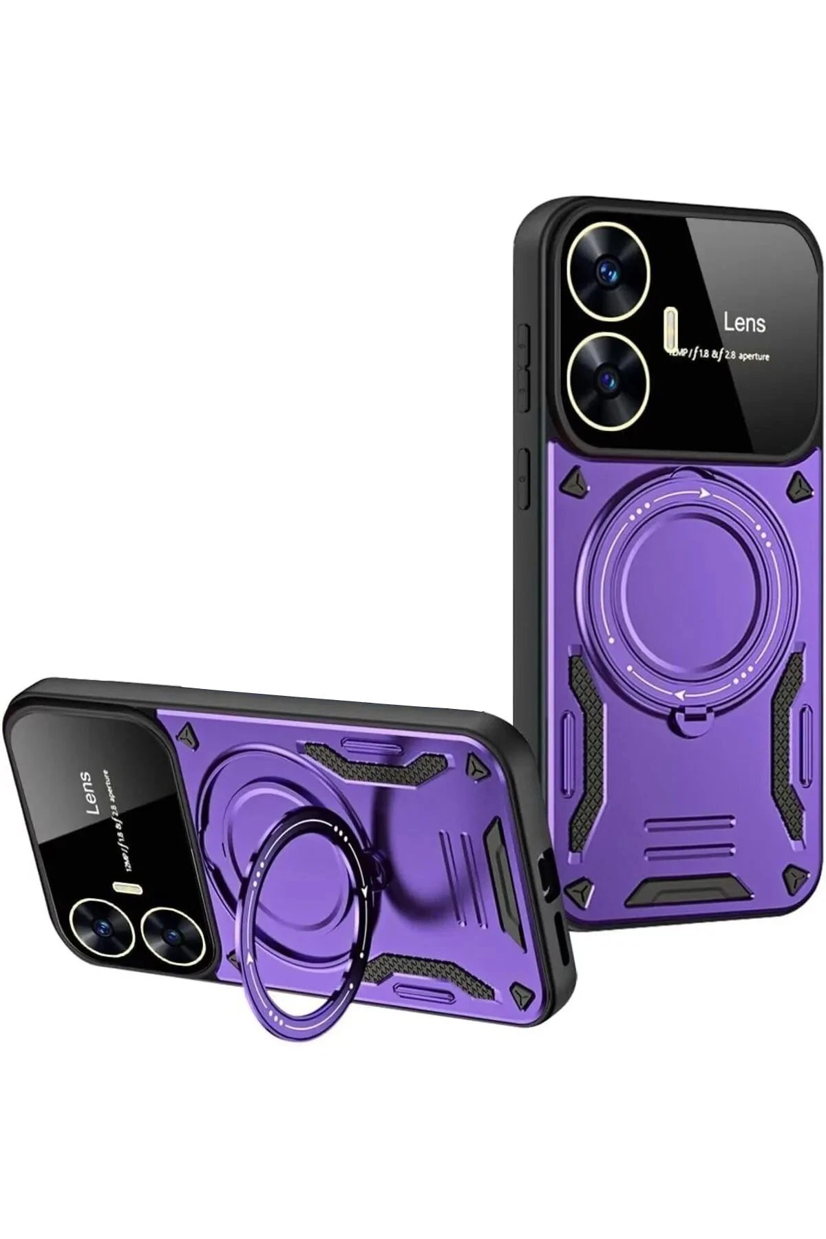 Realme C55 Kılıf Joy Lens Standlı Kapak - Mor-(5796)