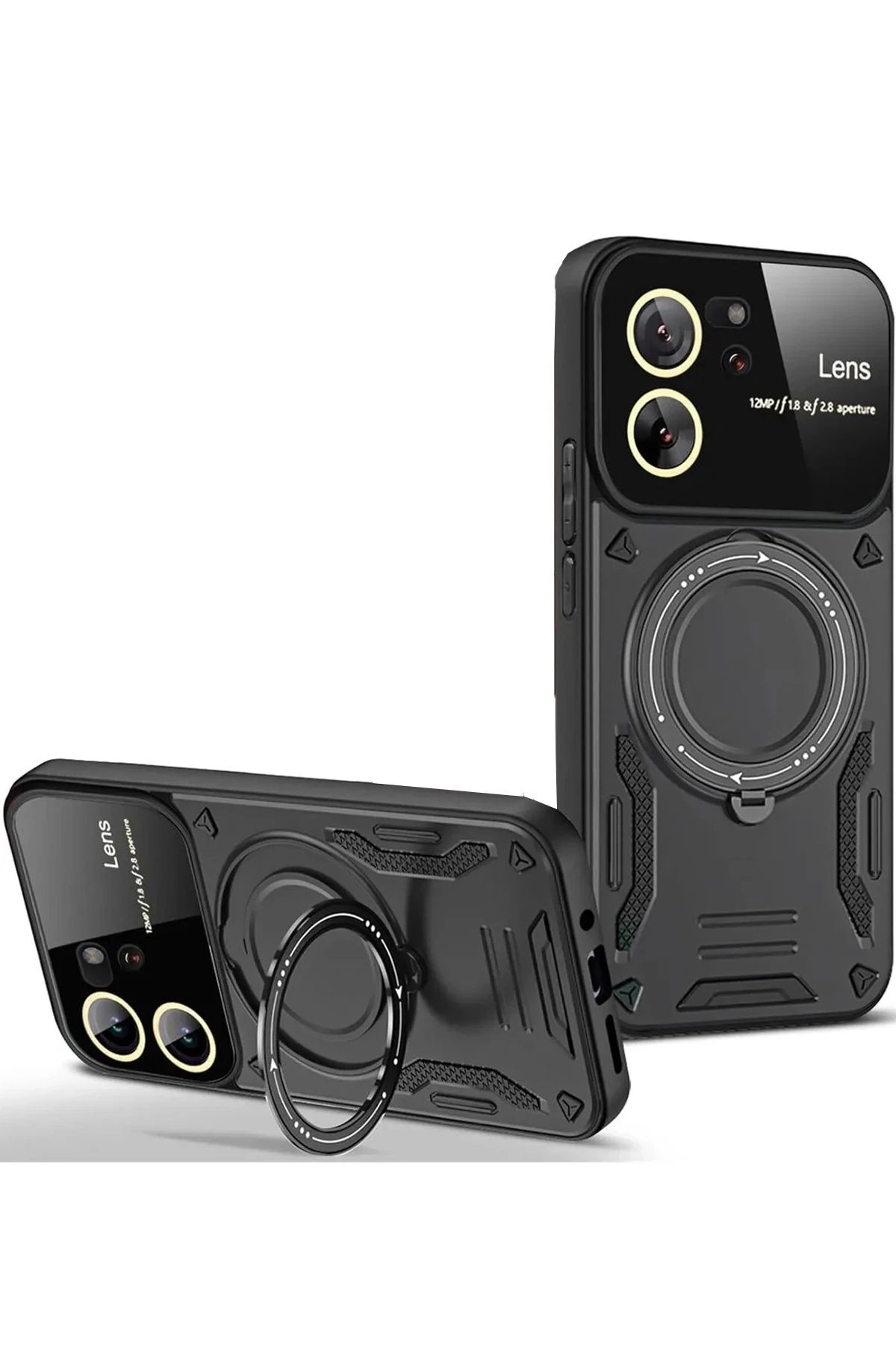 Xiaomi Mi 13T Pro Kılıf Joy Lens Standlı Kapak - Siyah-(5796)