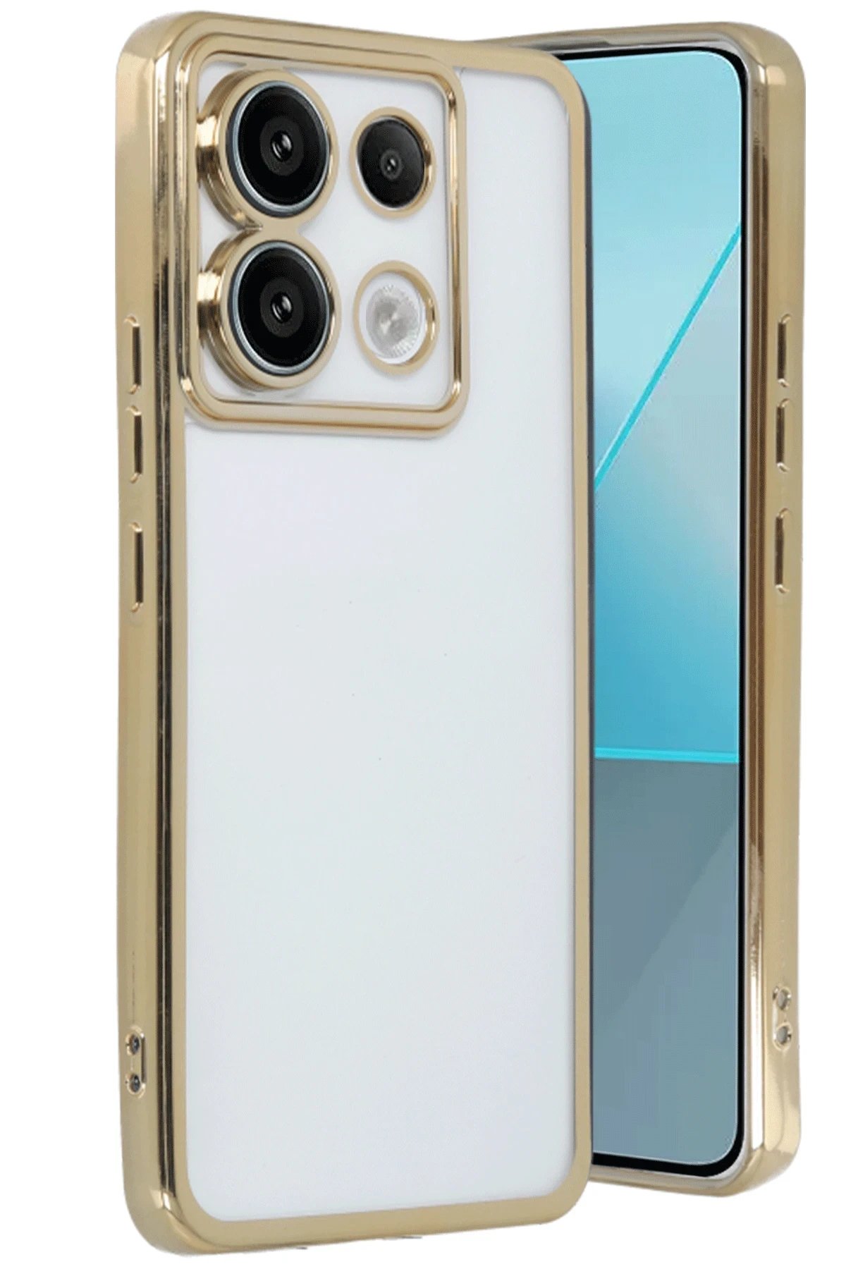 Xiaomi Poco X6 Kılıf Lensli Silikon - Gold-(5796)