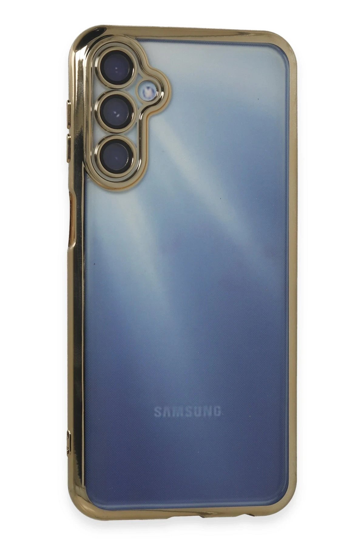 Samsung Galaxy A25 5G Kılıf Lensli Silikon - Gold-(5796)