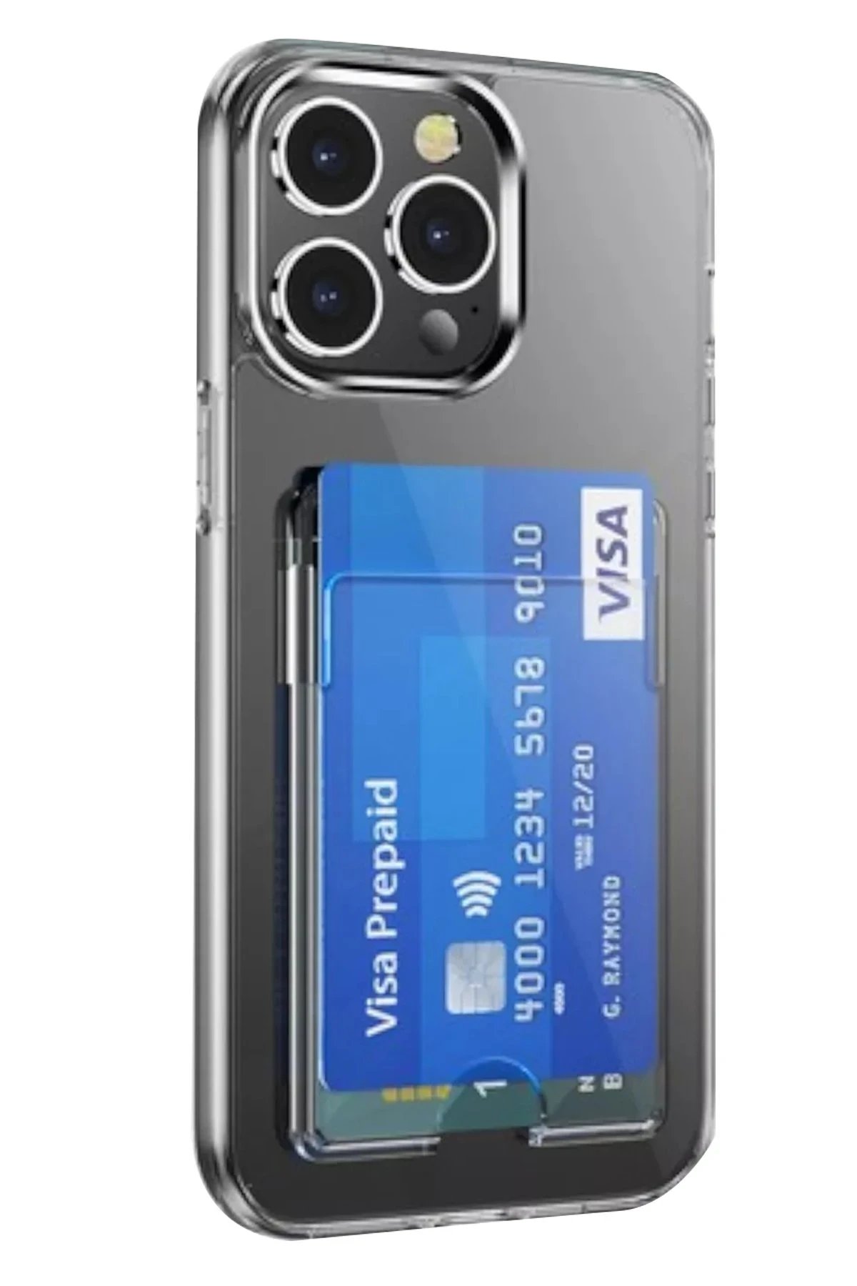 iPhone 15 Pro Max Kılıf Kart Şeffaf Silikon - Şeffaf-(5796)