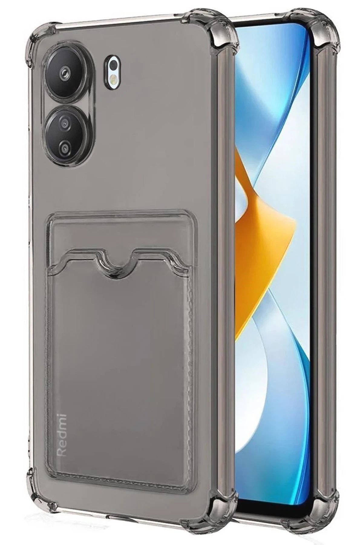 Xiaomi Redmi 13C Kılıf Kart Şeffaf Silikon - Şeffaf-(5796)