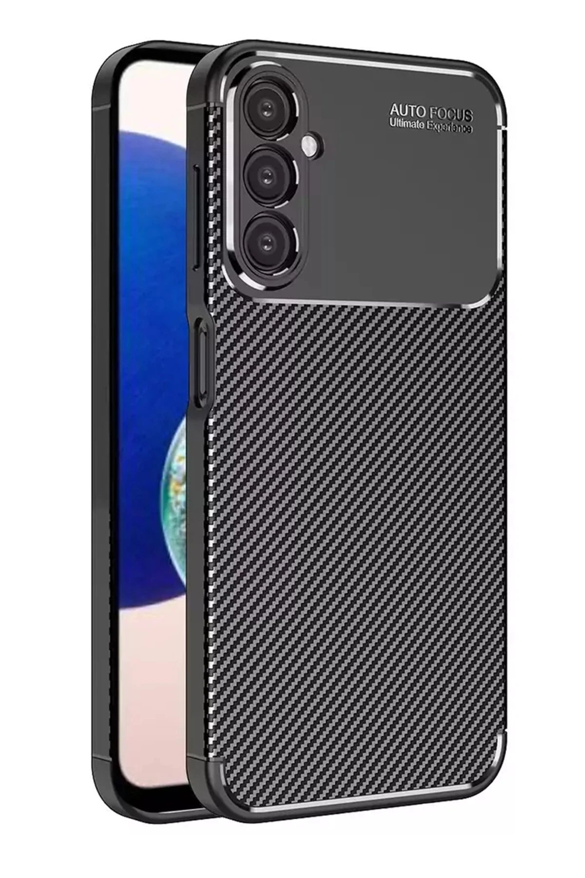 Samsung Galaxy A05S Kılıf Auto Focus Karbon Kapak - Siyah-(5796)