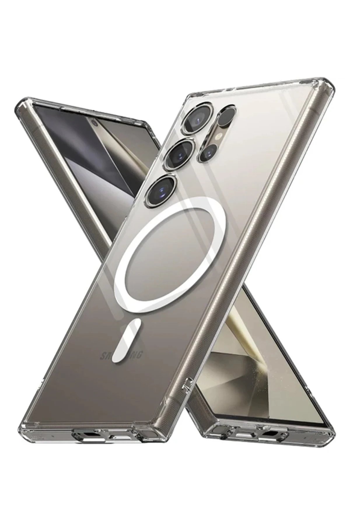 Samsung Galaxy S24 Ultra Kılıf Magneticsafe Şeffaf Silikon - Şeffaf-(5796)