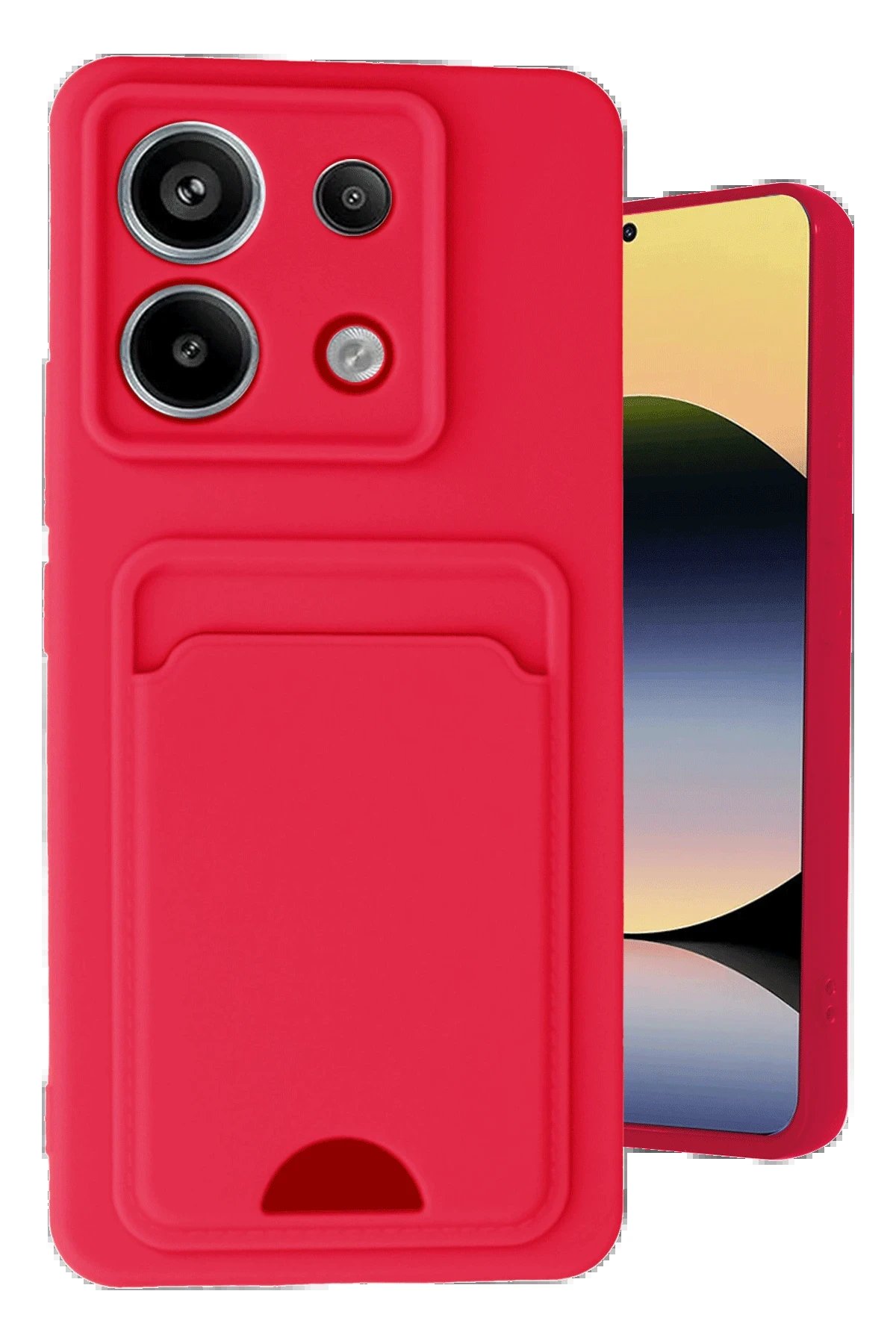 Xiaomi Redmi Note 13 Pro 5G Kılıf Kelvin Kartvizitli Silikon - Kırmızı-(5796)