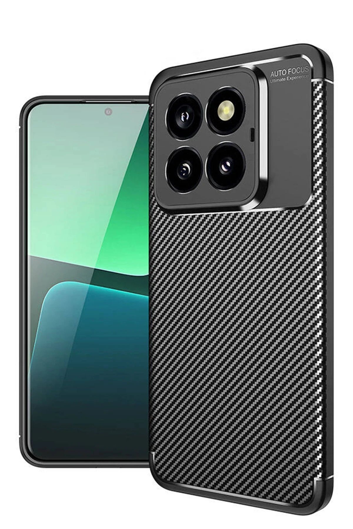 Xiaomi Mi 14T Pro Kılıf Auto Focus Karbon Kapak - Siyah-(5796)
