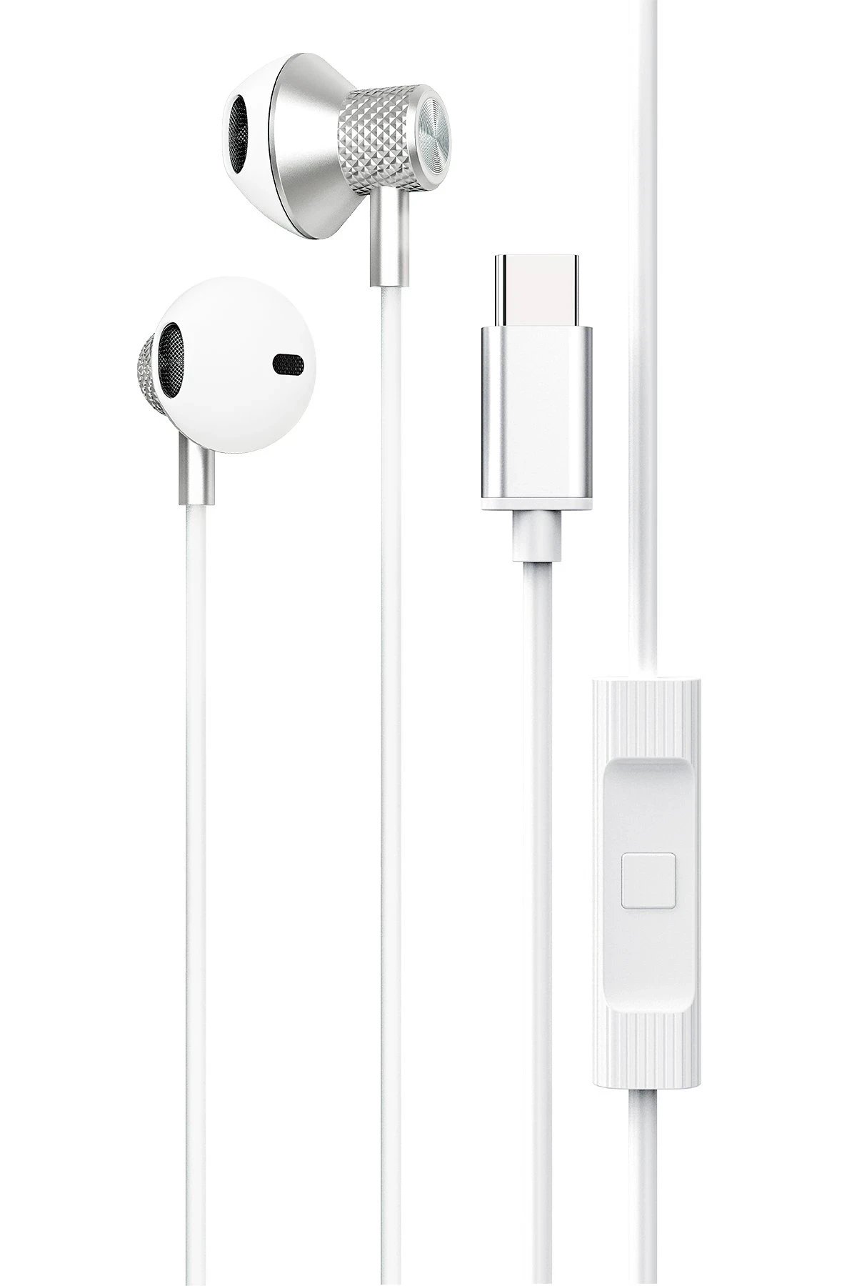 LS-730 1.2M iPhone 15 Serisi ile Uyumlu Type-C Kablolu Kulaklık - Gümüş-(5796)