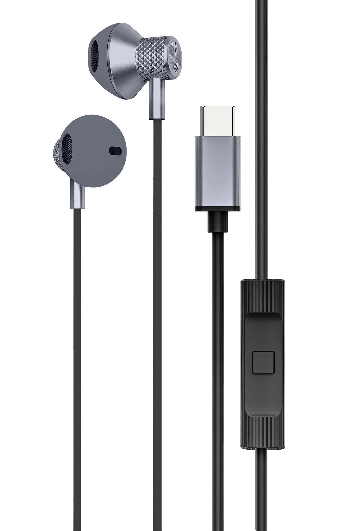 LS-730 1.2M iPhone 15 Serisi ile Uyumlu Type-C Kablolu Kulaklık - Gri-(5796)