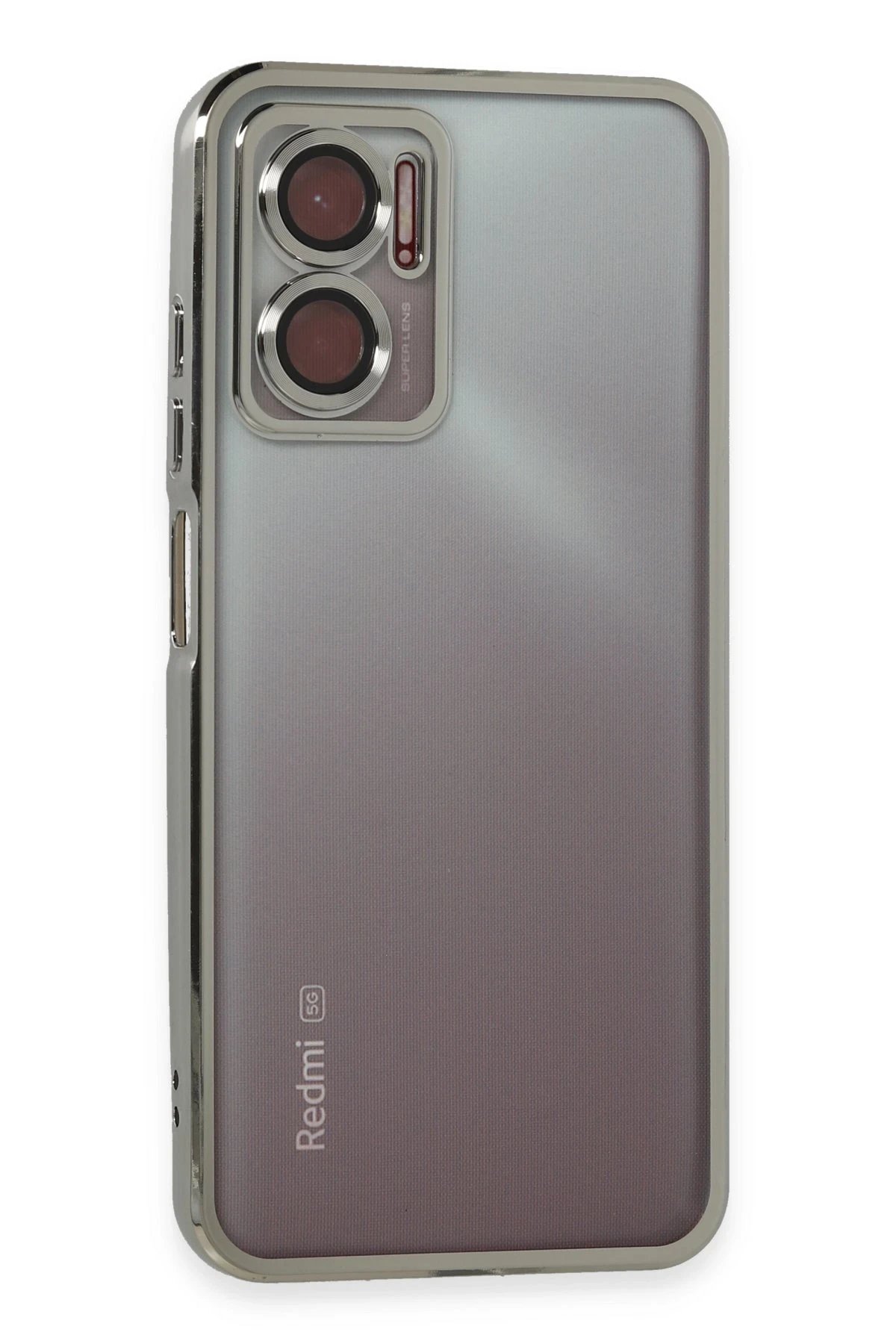 Xiaomi Redmi Note 11E Kılıf Lensli Silikon - Gümüş-(5796)