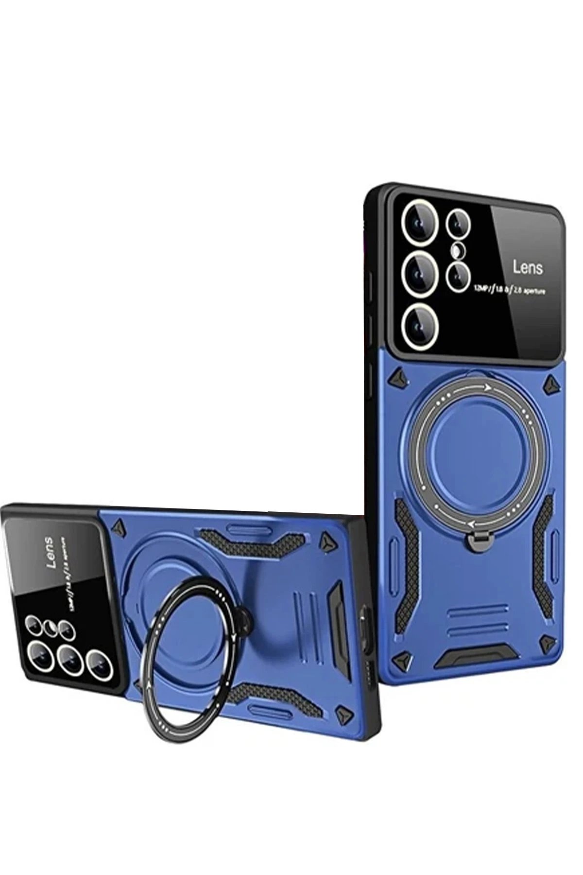 Samsung Galaxy S24 Ultra Kılıf Joy Lens Standlı Kapak - Lacivert-(5796)