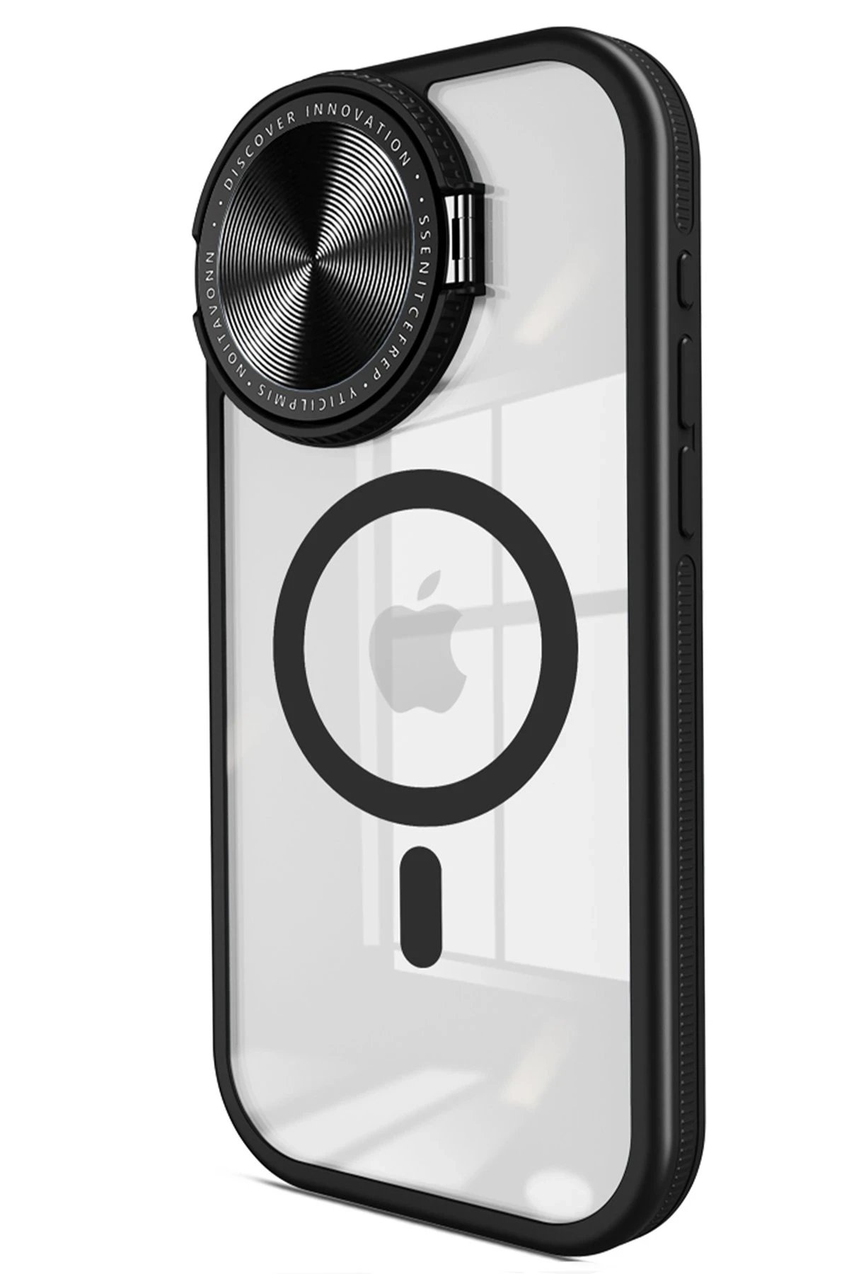 iPhone 14 Pro Max Kılıf Teleskop Lens Magsafe Silikon Kapak - Siyah-(5796)