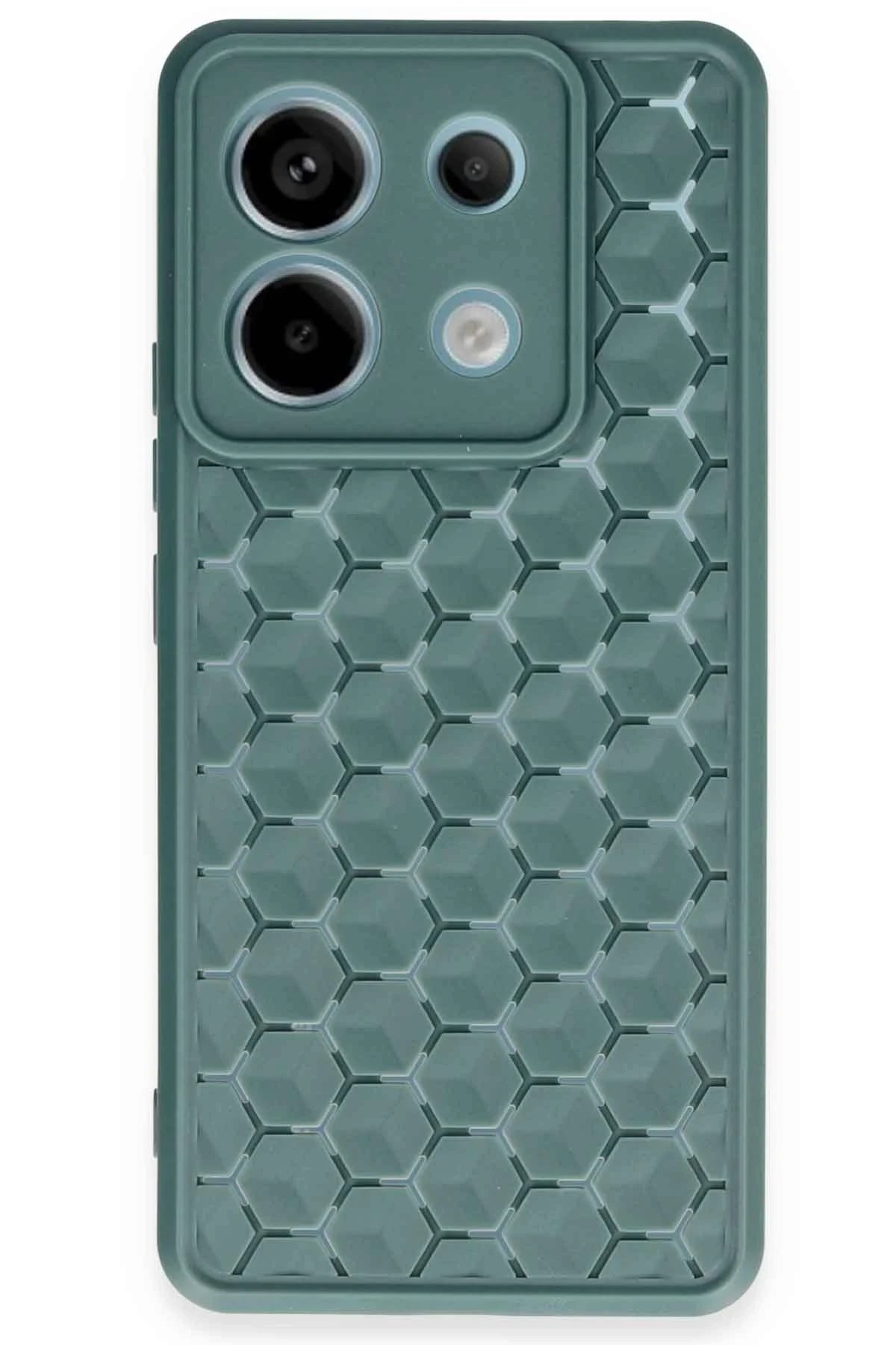 Xiaomi Redmi Note 13 Pro 5G Kılıf Petek Silikon Kapak - Koyu Yeşil-(5796)