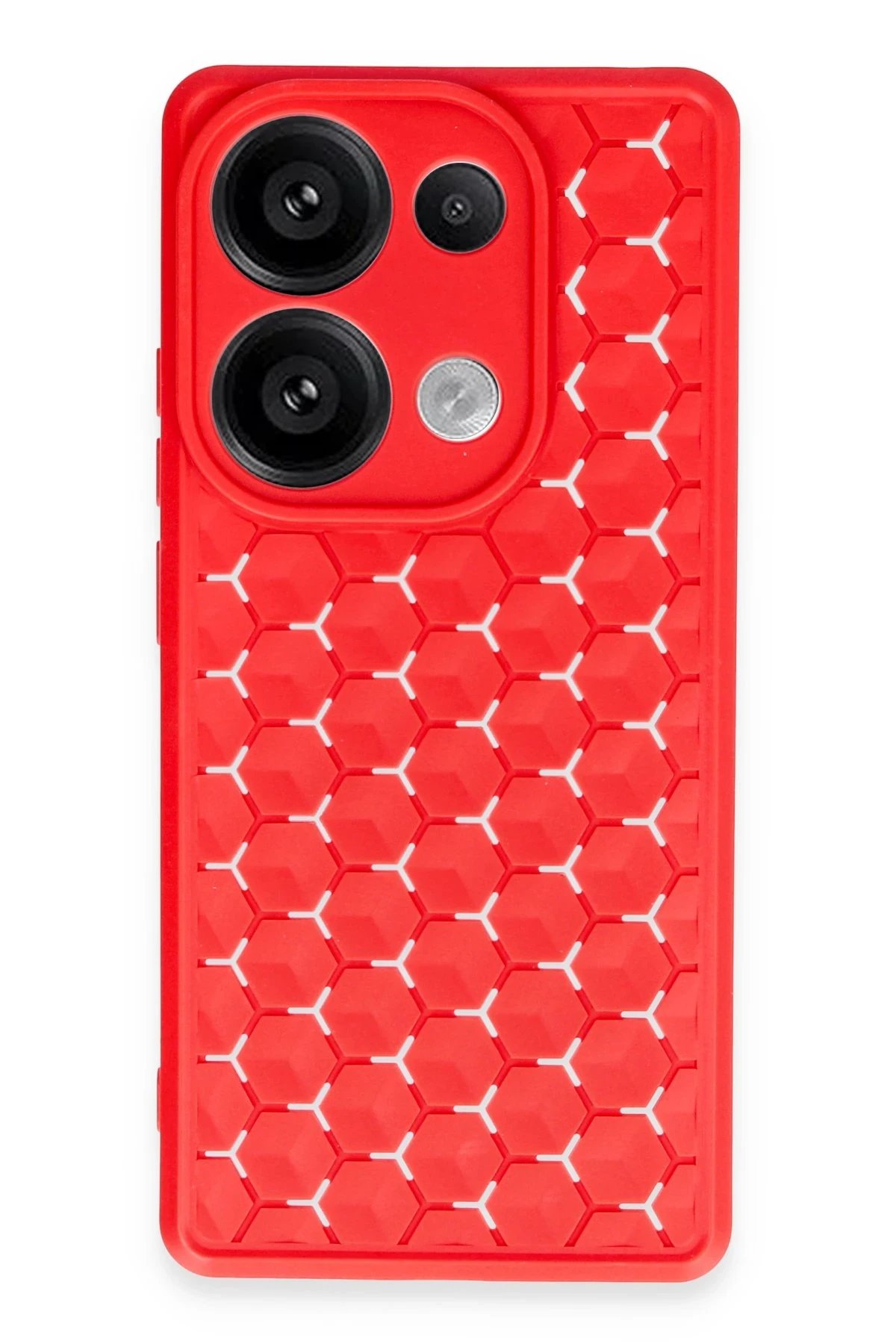 Xiaomi Redmi Note 13 Pro 4G Kılıf Petek Silikon Kapak - Kırmızı-(5796)