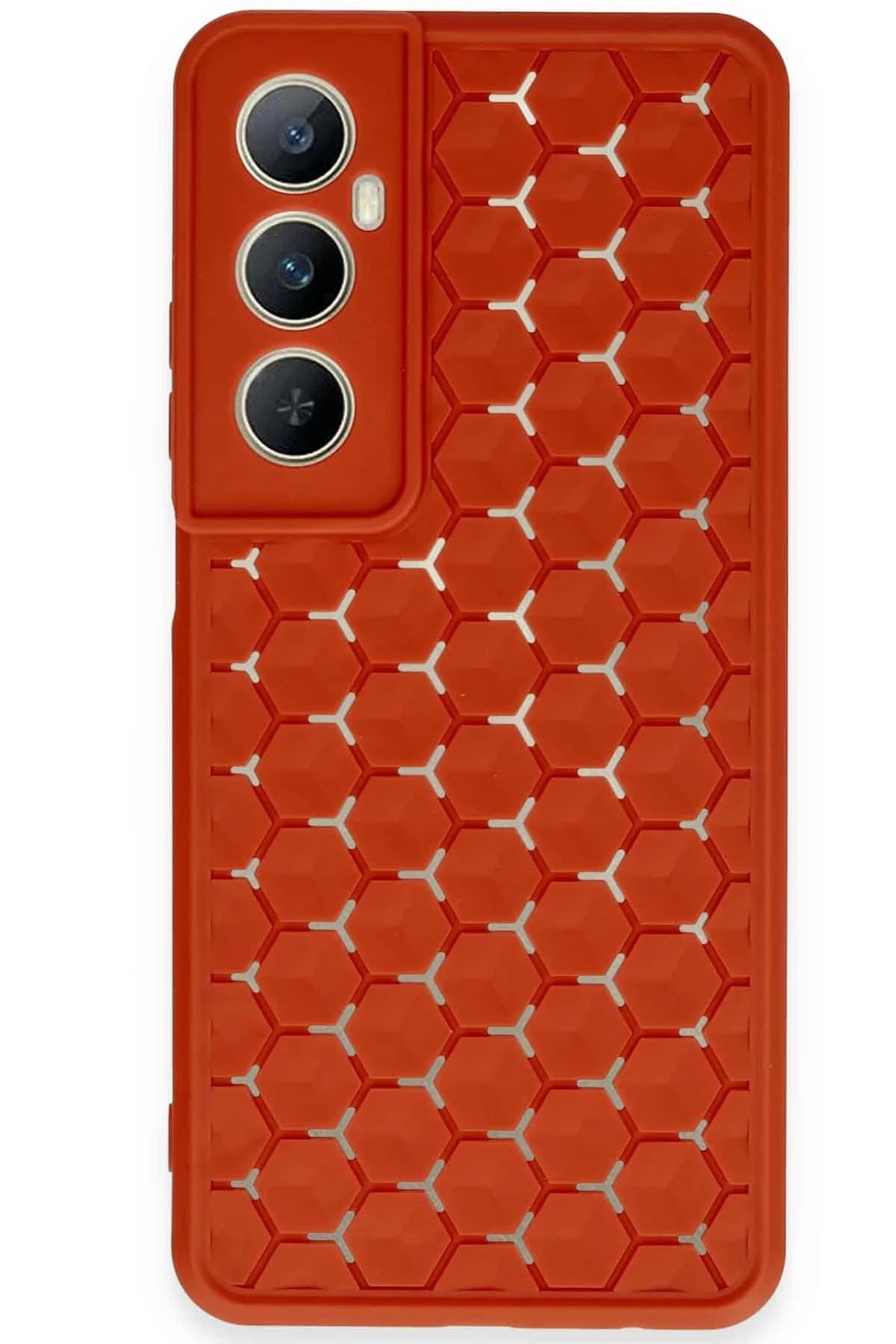 Realme C65 Kılıf Petek Silikon Kapak - Kırmızı-(5796)