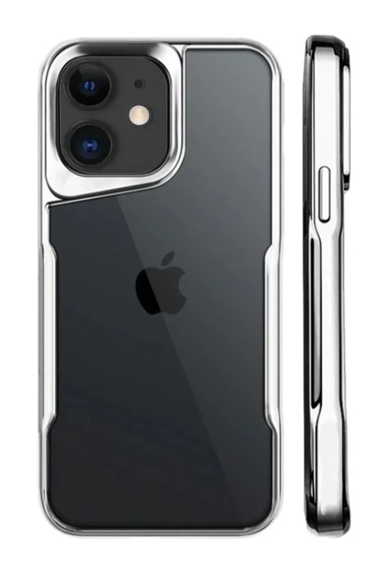 iPhone 11 Kılıf Boyi Silikon Kapak - Gümüş-(5796)