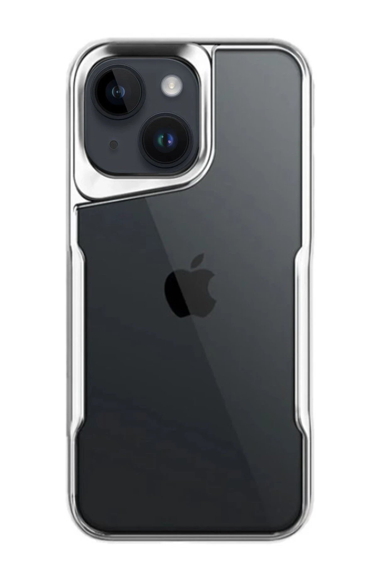 iPhone 15 Kılıf Boyi Silikon Kapak - Gümüş-(5796)