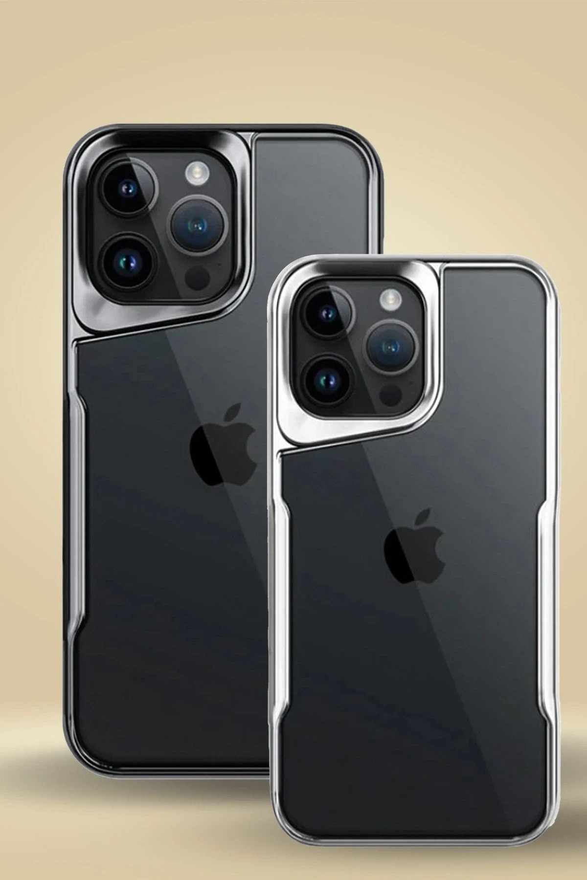 iPhone 15 Pro Max Kılıf Boyi Silikon Kapak - Gümüş-(5796)