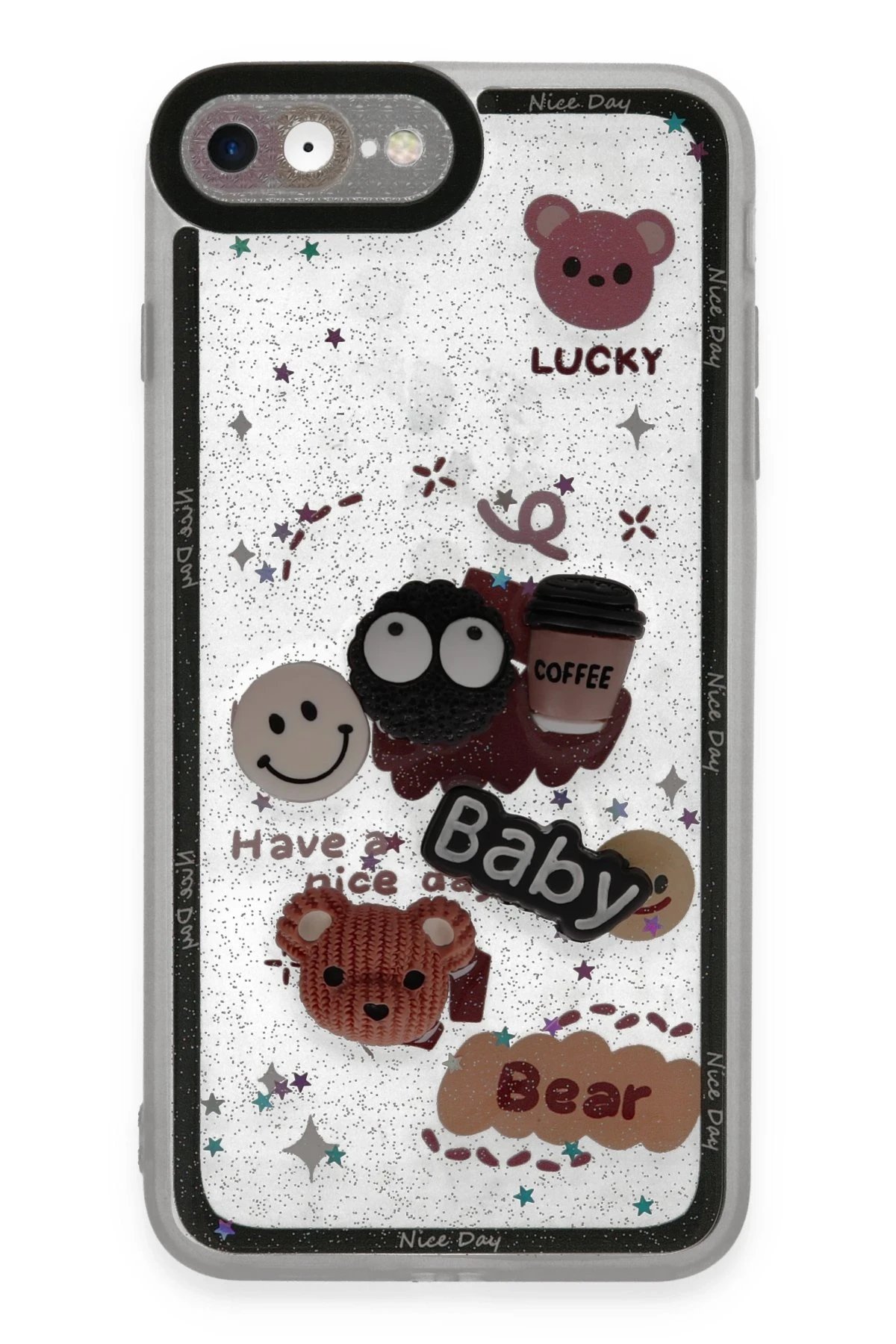 iPhone 7 Kılıf Sweet Desenli Silikon Kapak - Sarı-(5796)