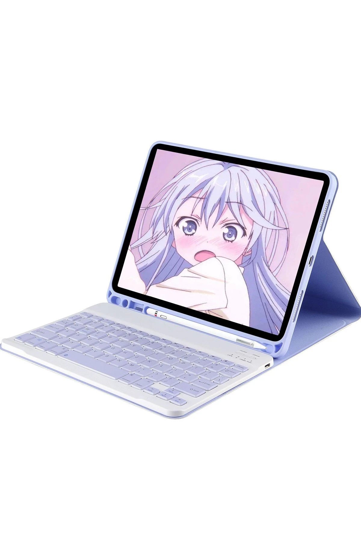iPad 2022 10.9 (10.nesil) Kılıf KC01 Smart Klavyeli Tablet Kılıfı - Lila-(5796)