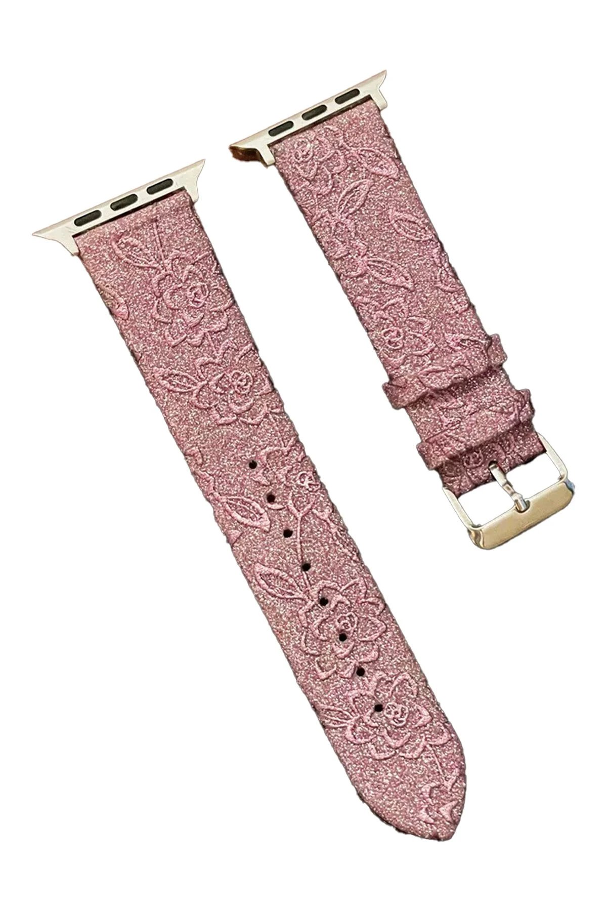 Apple Watch 42mm Creeper Desenli Kordon - Rose Gold-(5796)