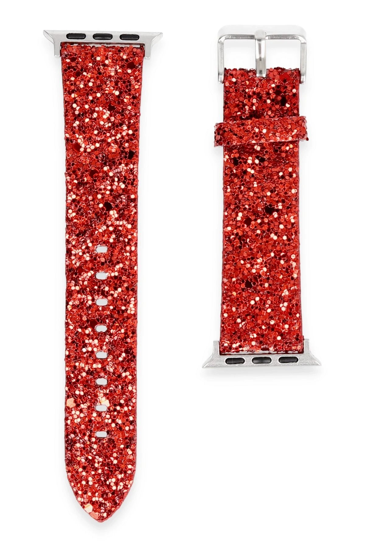 Apple Watch 42mm Starry Taşlı Kordon - Kırmızı-(5796)